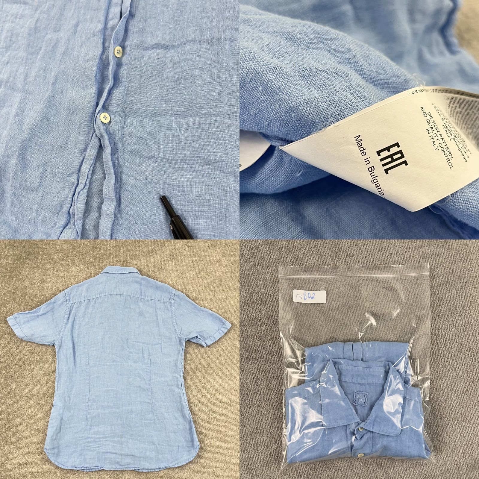 120% Lino VINTAGE 120% Lino Shirt Men Medium Blue Linen Button Up Casual Summer Preppy Size US M / EU 48-50 / 2 - 8 Thumbnail