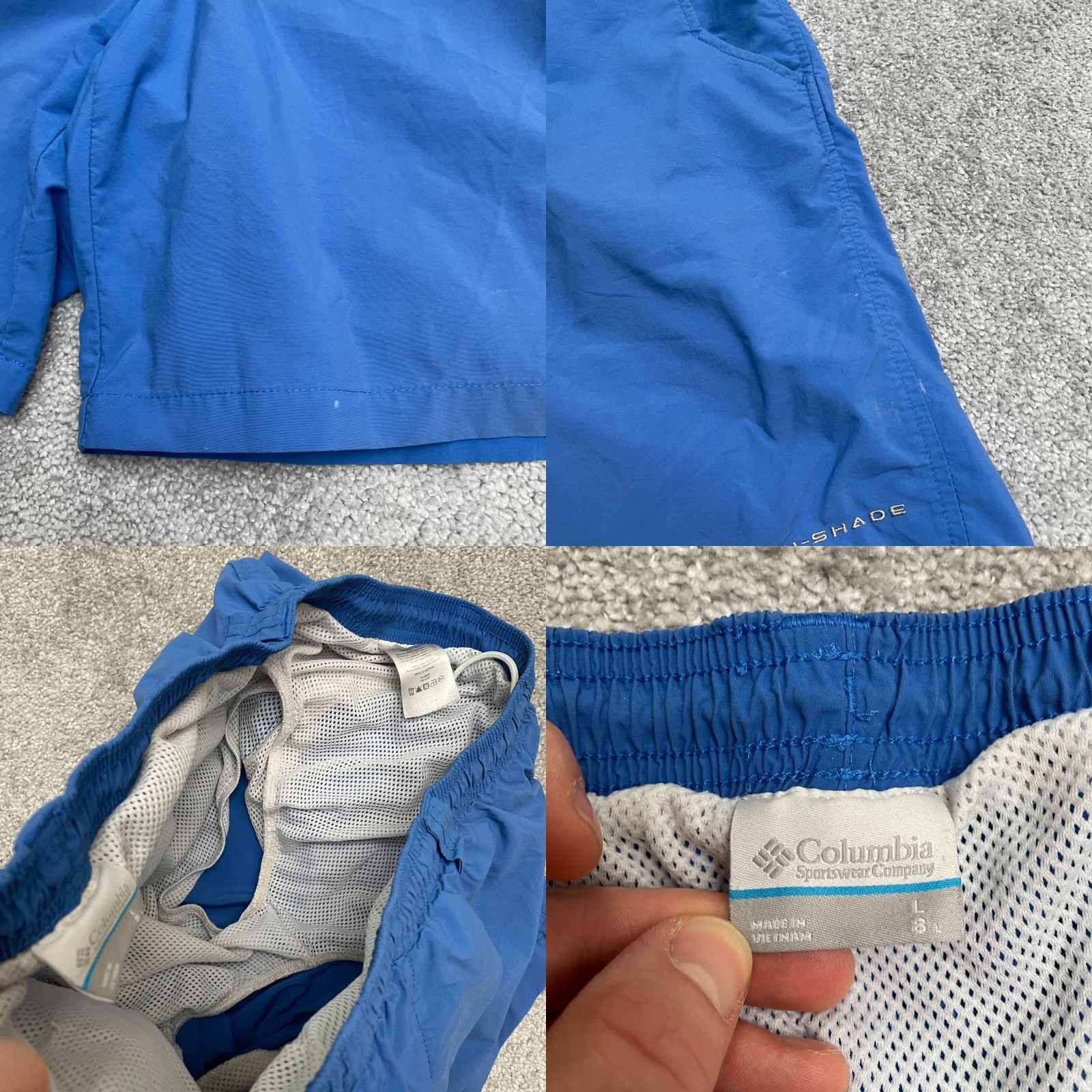 Vintage Columbia PFG Omni Shade Water Shorts Mens Large Blue Elastic Trunks 33x7.5 Onsite? Size US 33 - 8 Thumbnail