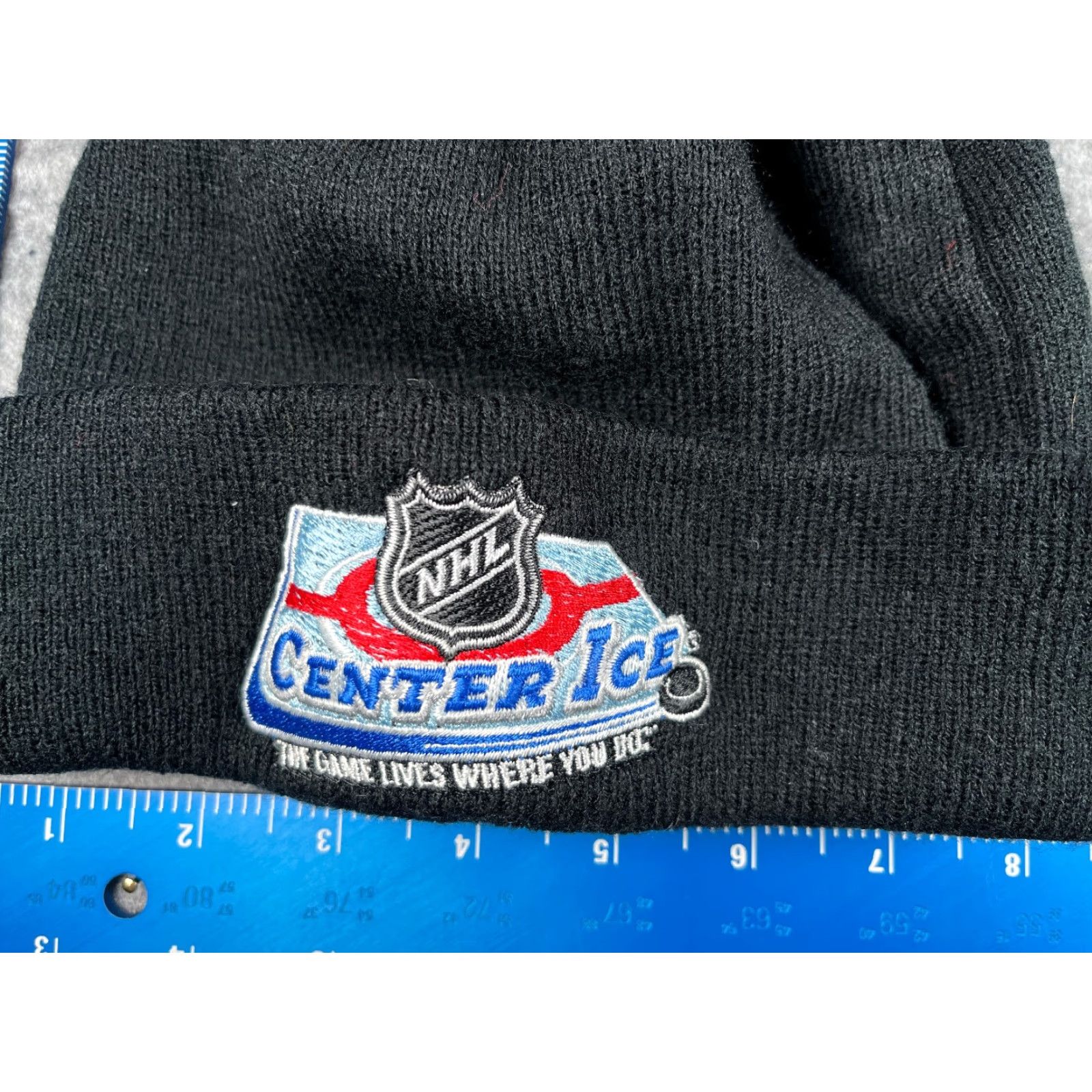 NHL NHL Center Ice Beanie Toque Adult One Size Black Knit 100% Acrylic Pom Cable Hat Mens Beanie Black Size ONE SIZE - 2 Thumbnail