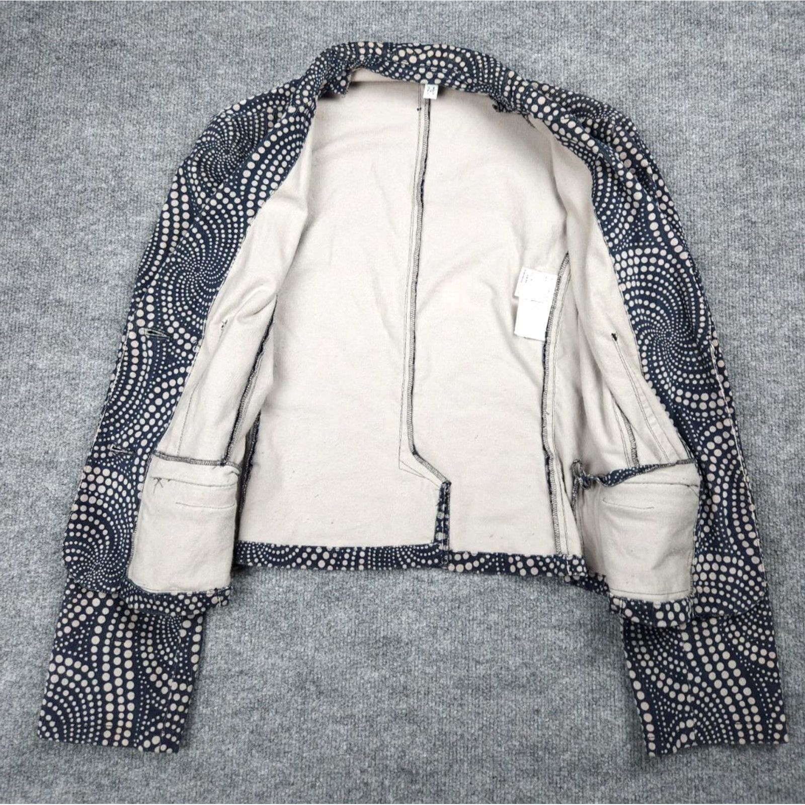 Max Mara Max Mara Blazer Jacket Women's 8 Blue White Geometric AOP Swirl Cotton Corduroy Button Two-Button Suit Style Ballpark? Size M / US 6-8 / IT 42-44 - 4 Thumbnail