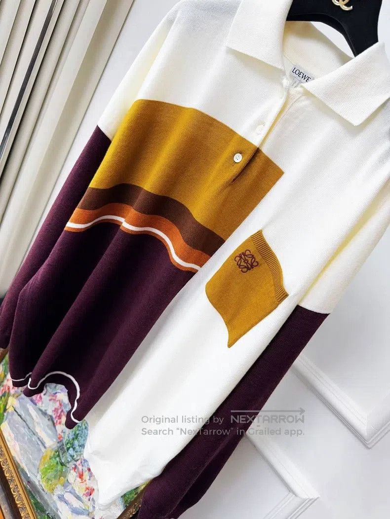 Loewe Loewe Color-Blocked Polo Shirt in Khaki and Burgundy Size US S / EU 44-46 / 1 - 9 Thumbnail