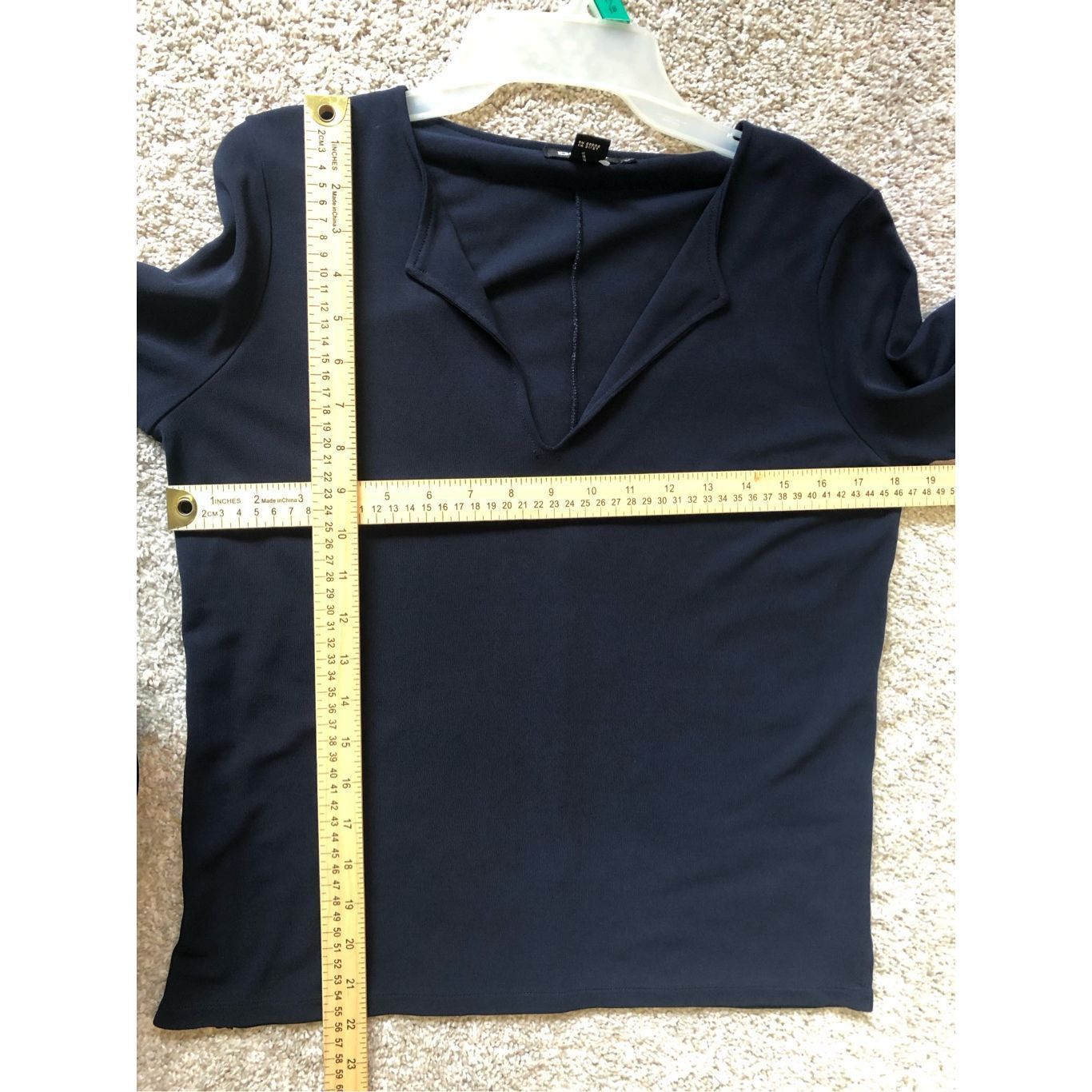 DKNY DKNY Women’s Navy Blue 3/4 Sleeve V Neck Blouse Size M Size M / US 6-8 / IT 42-44 - 4 Thumbnail
