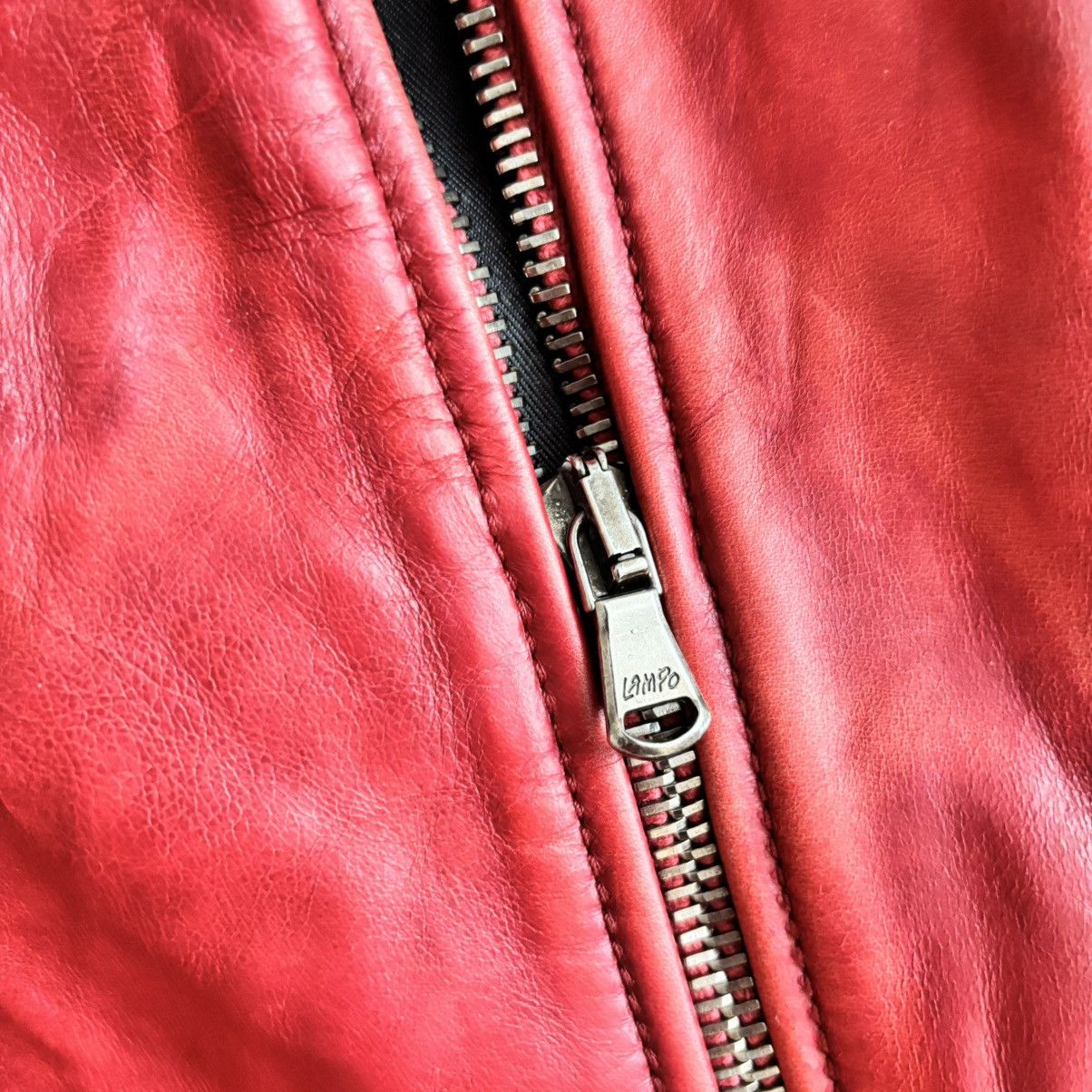 Vintage Vintage 1973 Italy Moto Real Red Leather Jacket Lampo Zip Size US M / EU 48-50 / 2 - 7 Thumbnail