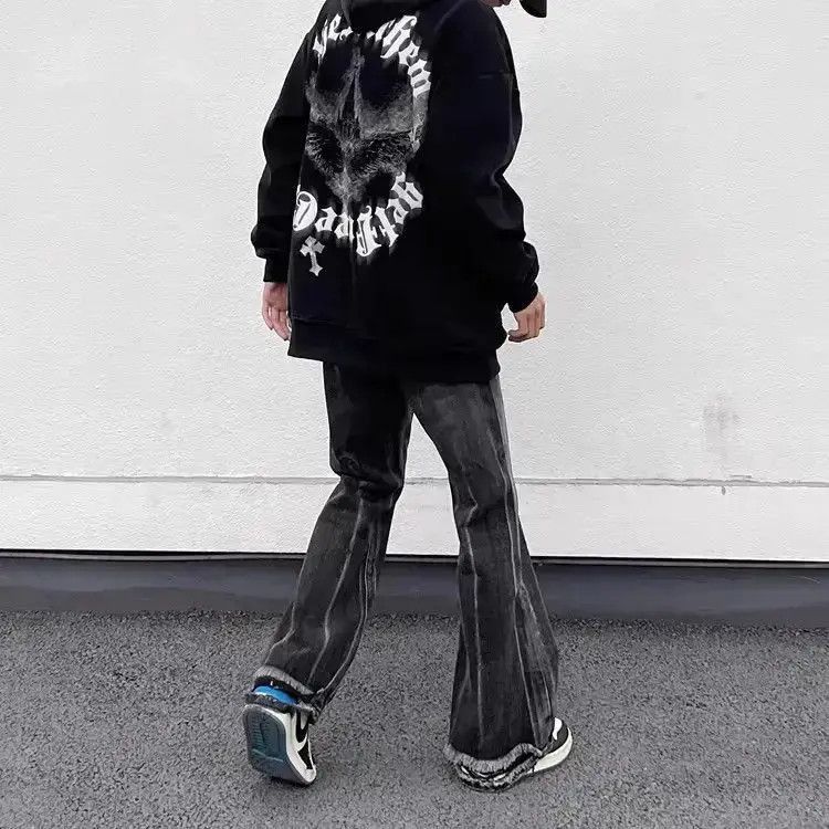 Japanese Brand Loose fitting straight black gray jeans Size US 32 / EU 48 - 4 Thumbnail