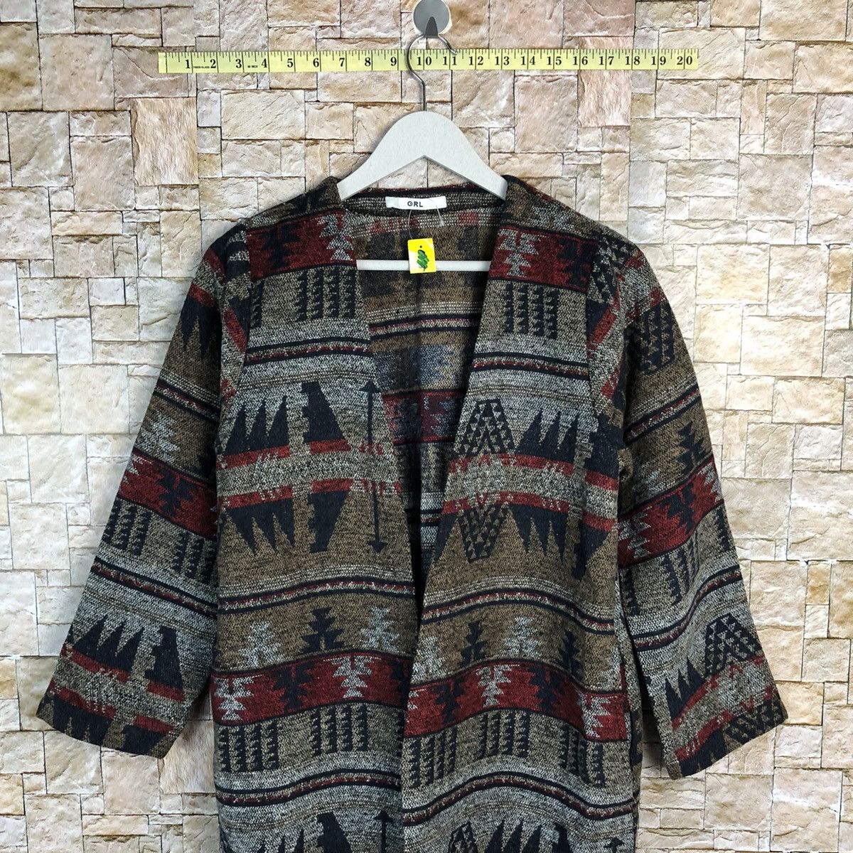 Homespun Knitwear GRL Brown Cardigan navajo art Knitwear #A264 Size US M / EU 48-50 / 2 - 2 Thumbnail
