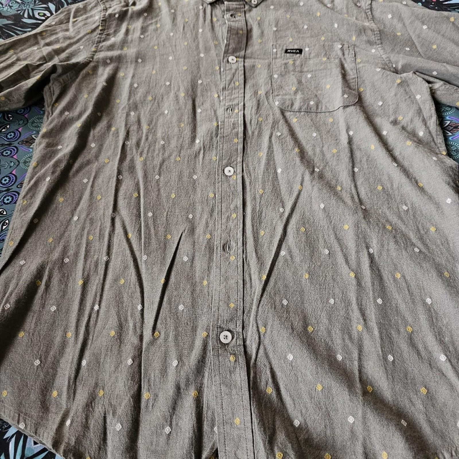RVCA RVCA Men's Grey Slim Fit Button Down Shirt Size US L / EU 52-54 / 3 - 2 Thumbnail