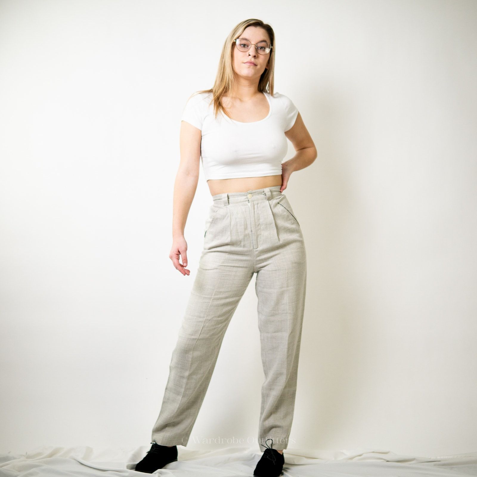 Guess Vtg 70s Georges Marciano Plaid Houndstooth Trouser Pants - 2 Size 26" / US 2 / IT 38 - 7 Thumbnail