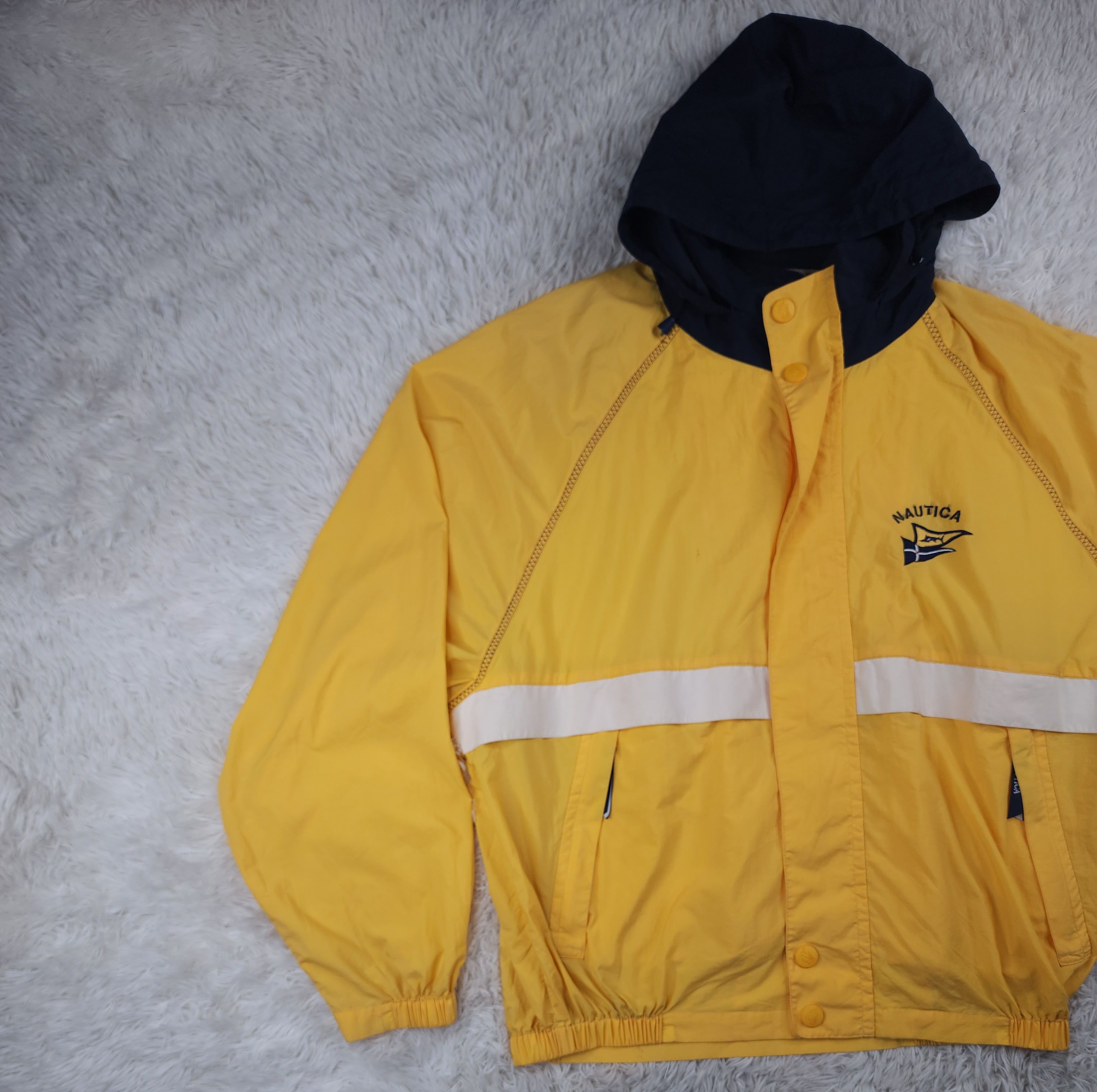 Nautica Vintage Nautica full zip yellow windbreaker hoodied jacket Size US XL / EU 56 / 4 - 3 Thumbnail