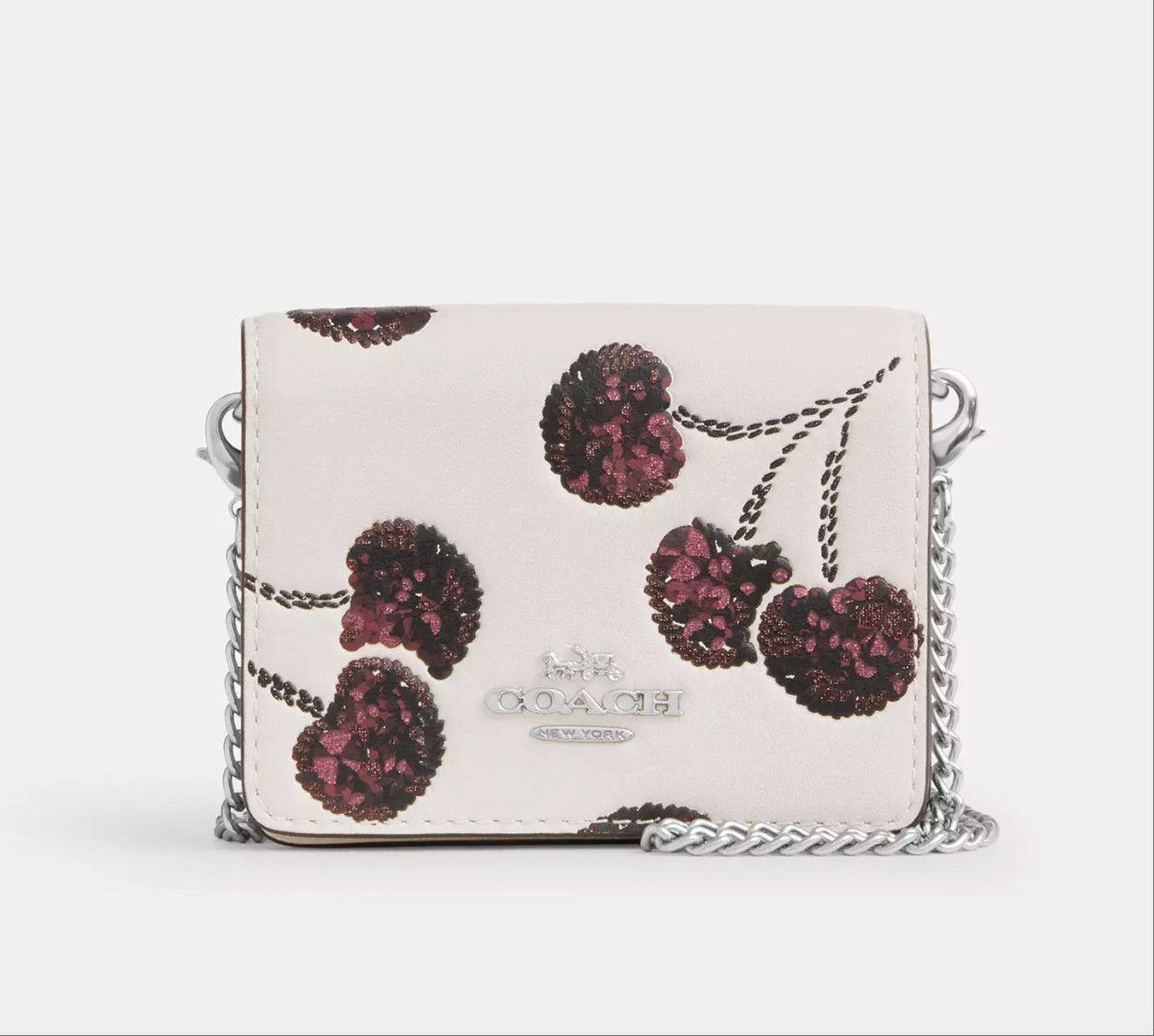 Coach NWT Coach CDE98 Mini Wallet On A Chain With Cherry Print Size ONE SIZE - 7 Thumbnail