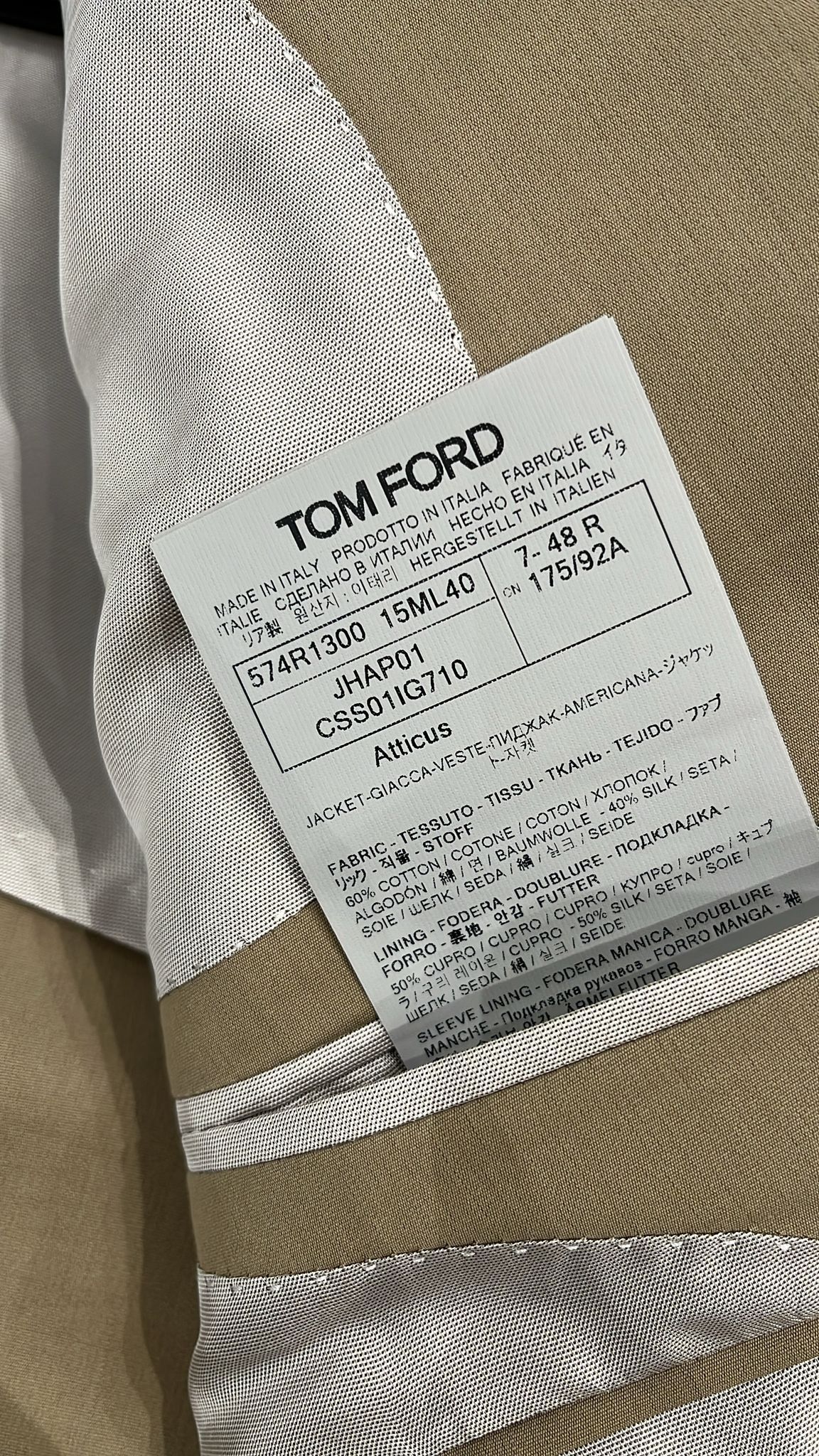 Tom Ford o1loc1c1124 JHAP01 Atticus Jacket in Tan Size US M / EU 48-50 / 2 - 2 Thumbnail