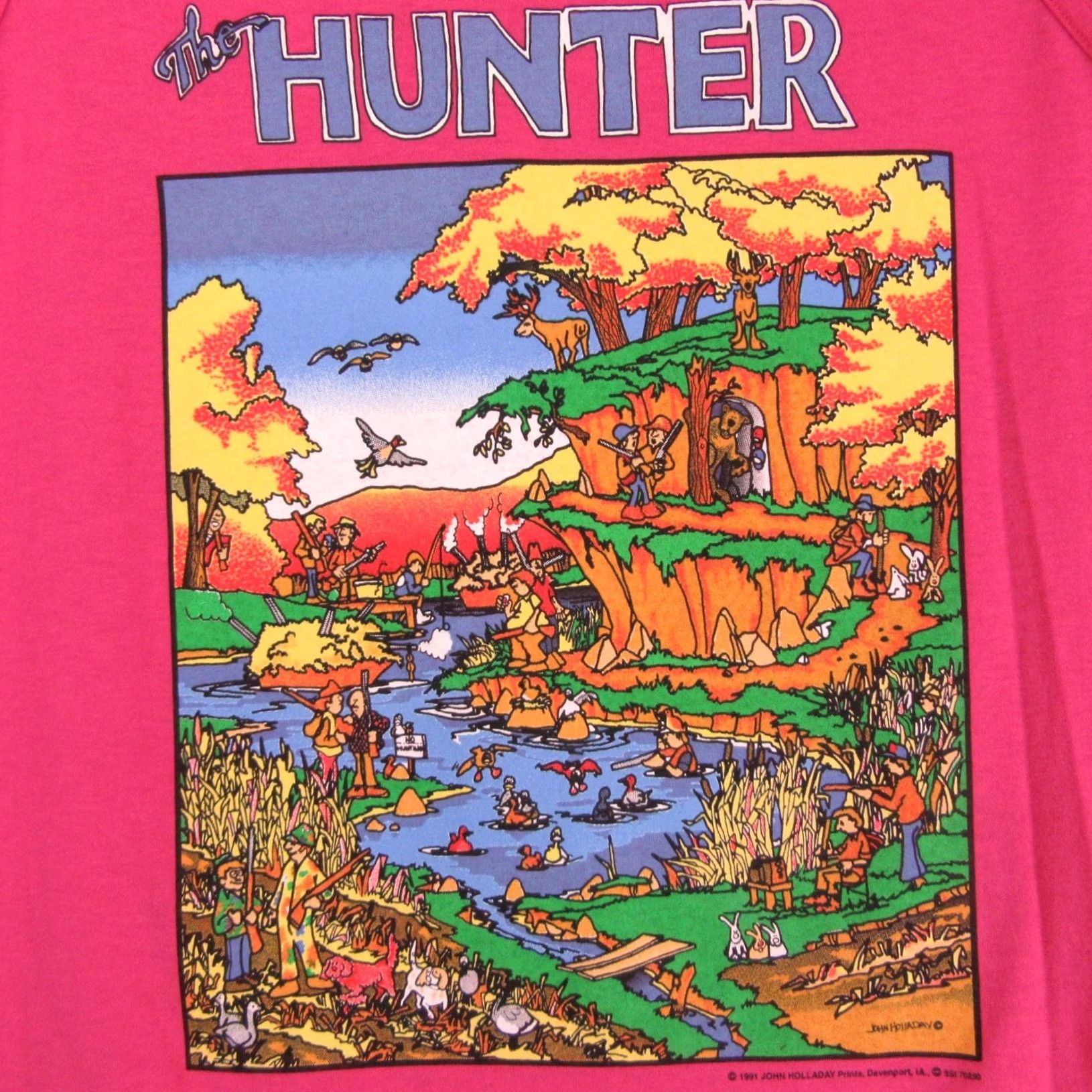 Hunter NOS vtg 90s THE HUNTER CARTOON T Shirt L Pink 80s 90s Deadstock Unbranded Mens Sleeveless Vintage Size US L / EU 52-54 / 3 - 5 Thumbnail