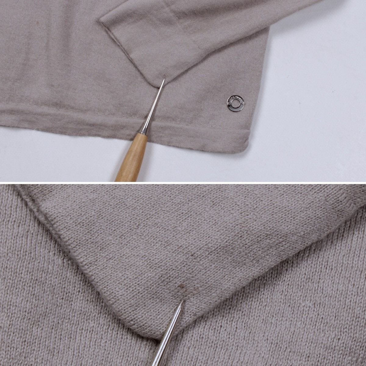 Designer × Loro Piana LORO PIANA 100% Cashmere Logo Metal Beige Sweater Jumper Size M / US 6-8 / IT 42-44 - 23 Thumbnail