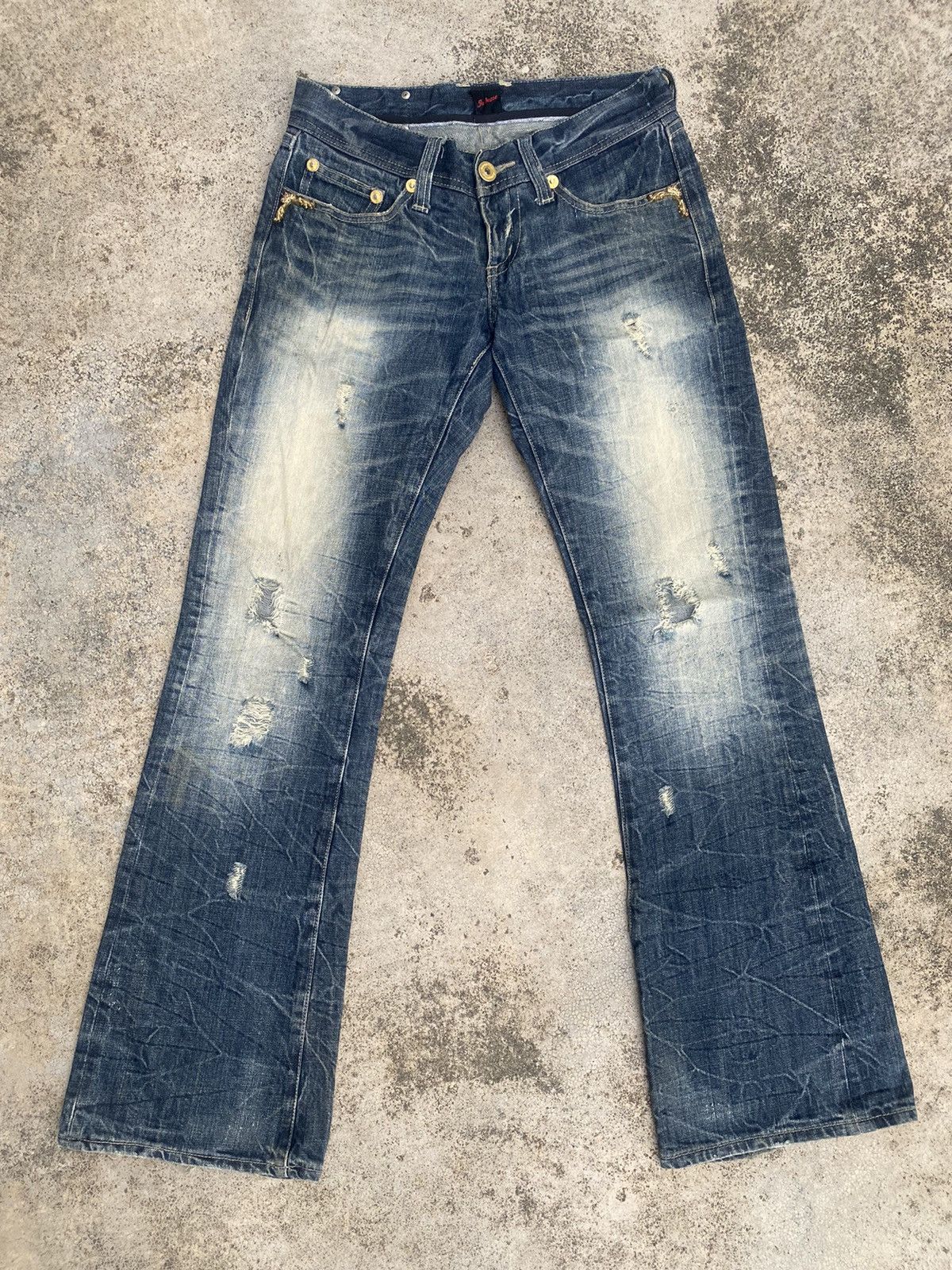 If Six Was Nine × JACKROSE Flare Jeans Jackrose Distressed Clawmark Bootcut Size US 30 / EU 46 - 3 Thumbnail