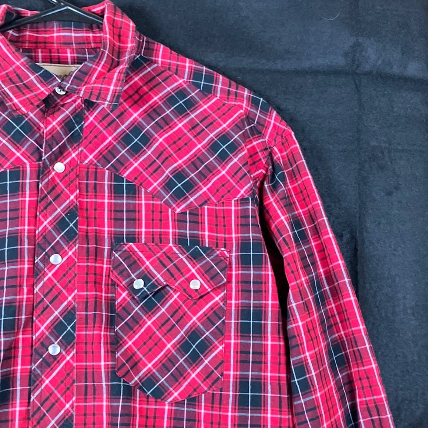 Wrangler Wrangler Shirt Red Black Plaid Pearl Snap Long Sleeve Western Medium Mens Shirt Size US M / EU 48-50 / 2 - 5 Thumbnail