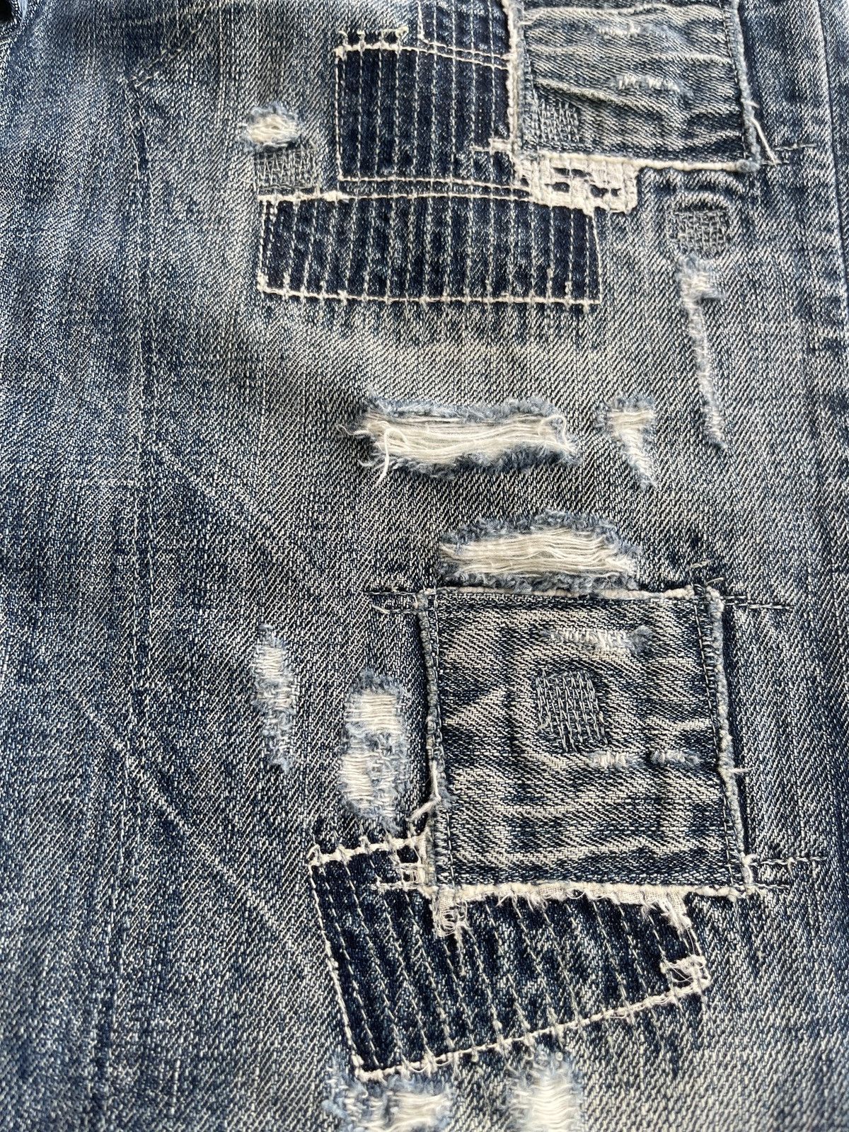 Japanese Brand Bartack Sashiko Boro Patchwork Denim Kapital Japan Size US 31 - 6 Thumbnail