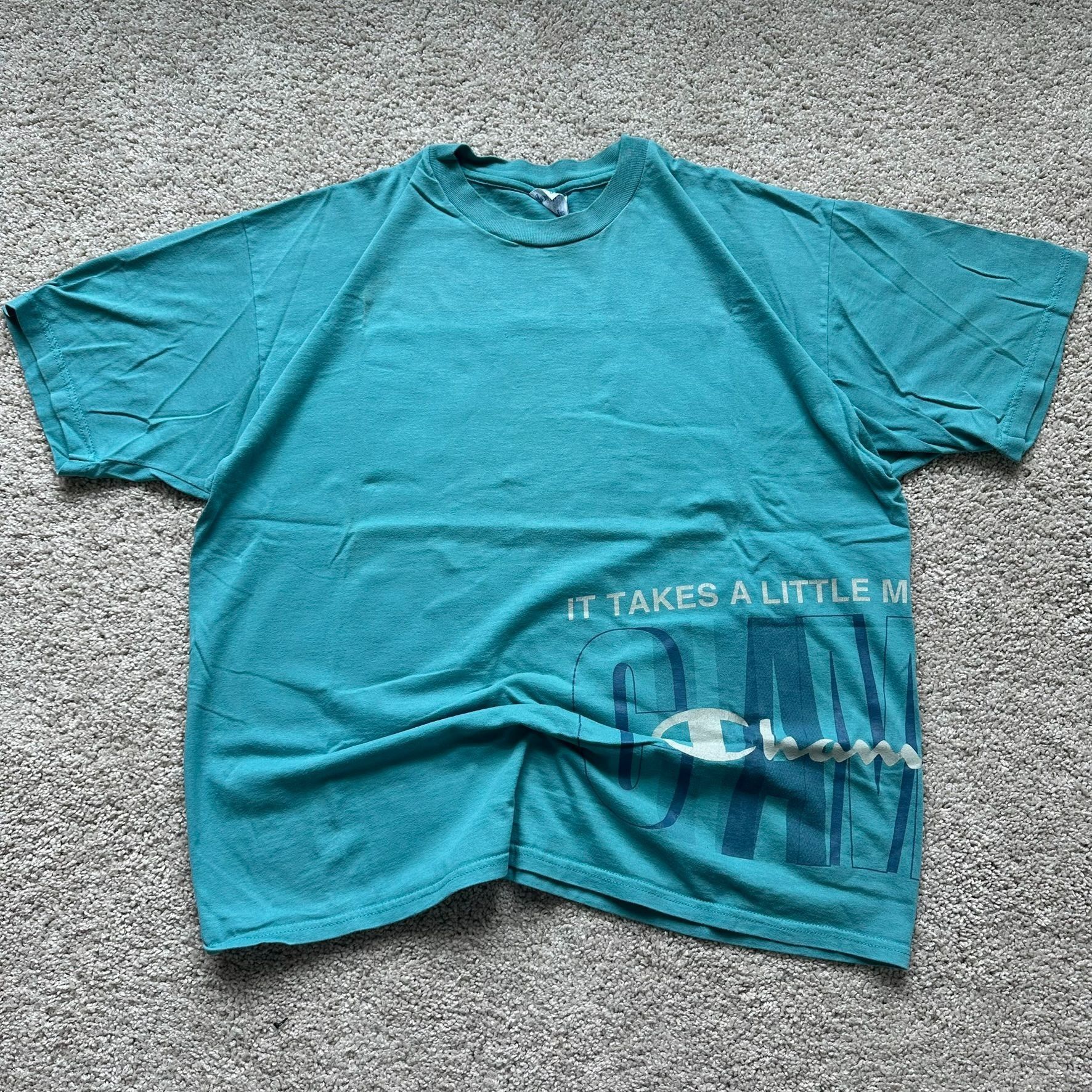 Champion Vintage 90s Champion Big Print T-Shirt Turquoise Blue Athlet Size US XL / EU 56 / 4 - 1 Thumbnail