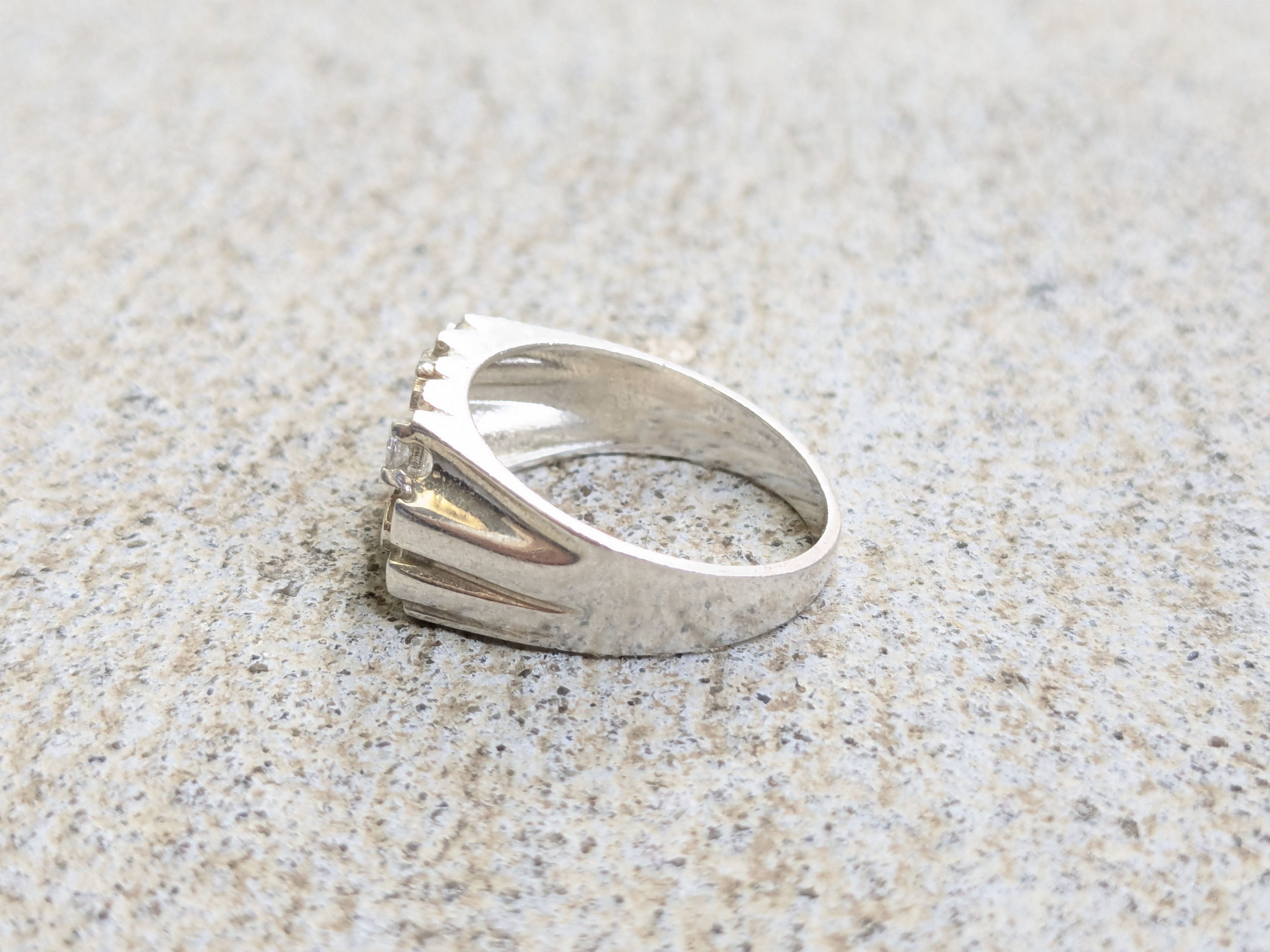 Jewelry × Vintage Sterling Silver Ring Nugget CZ Clear 9.75 Band Size ONE SIZE - 7 Thumbnail