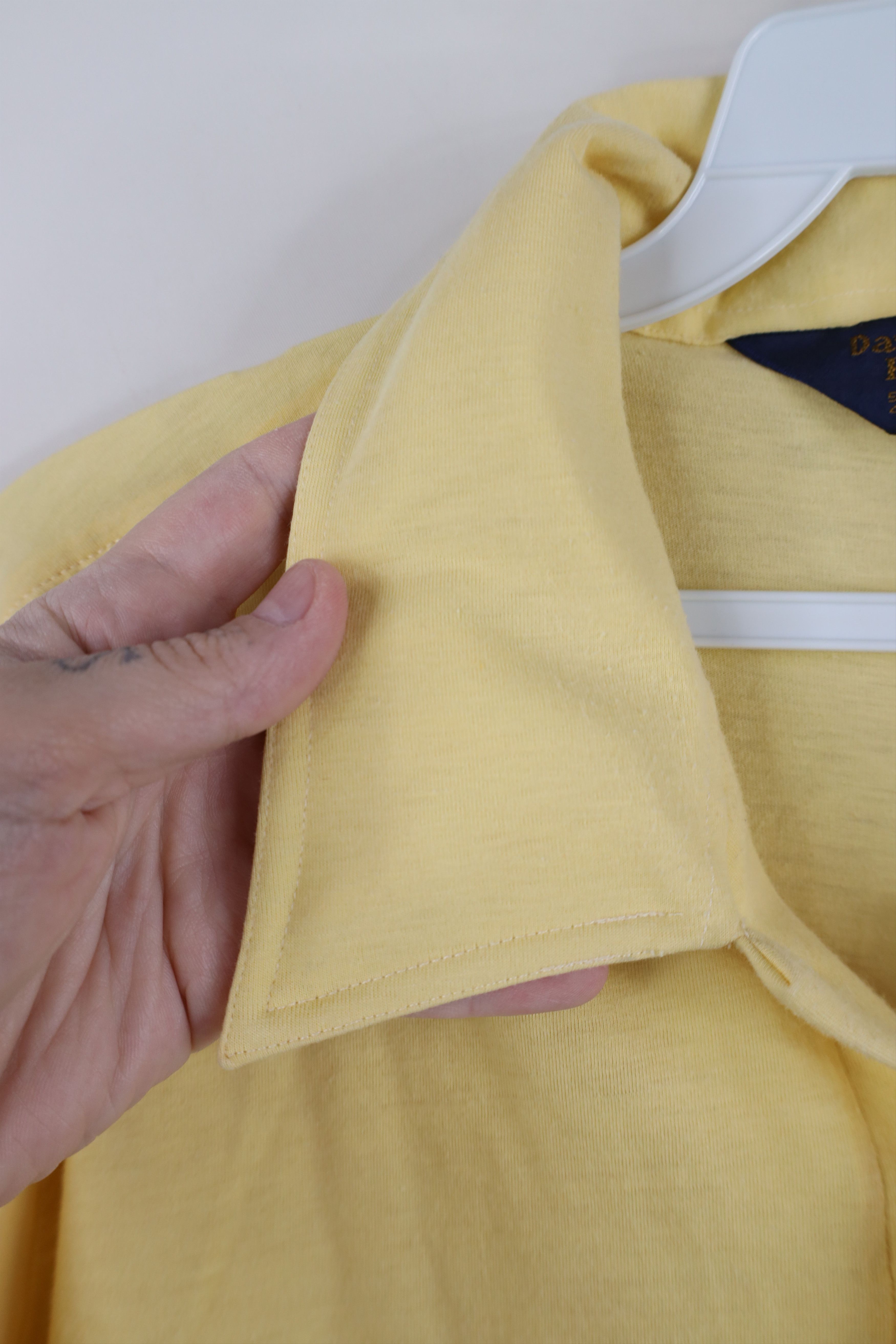 Vintage Vintage 70s Streetwear Blank Knit Collared Polo Shirt Yellow Size US L / EU 52-54 / 3 - 6 Thumbnail