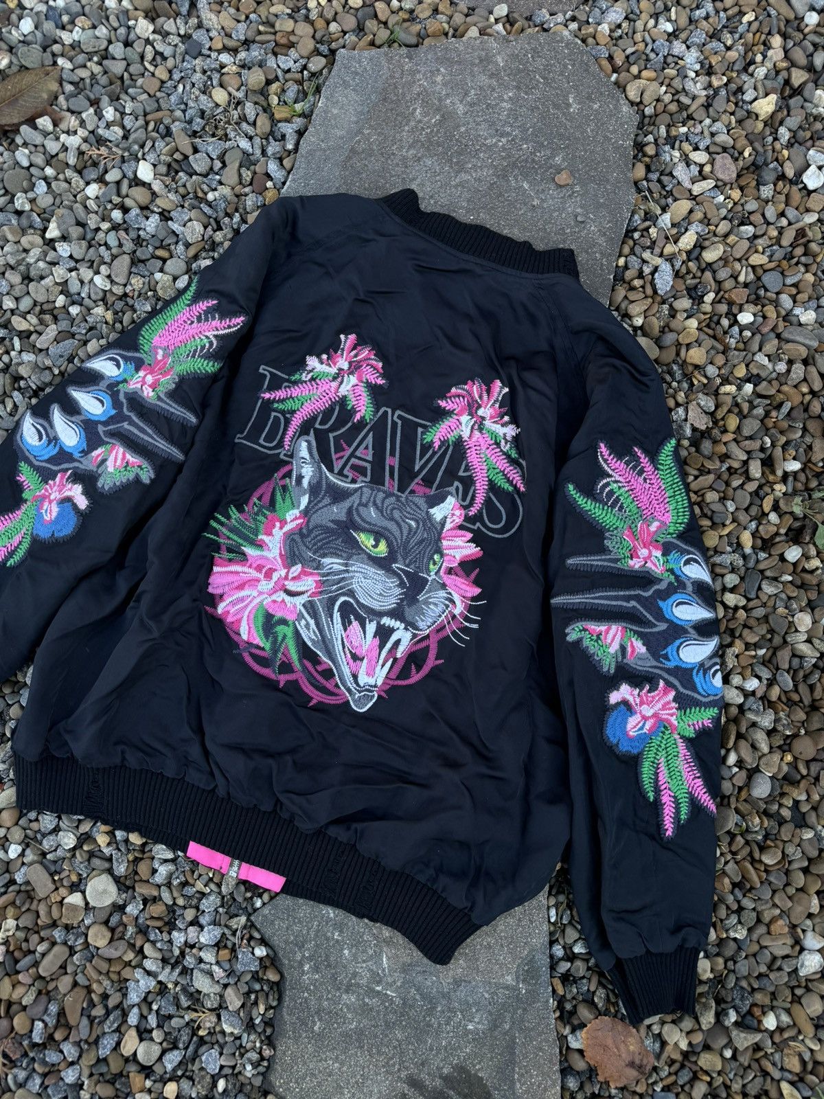 Other Diesel double side silk printed bomber jacket pink black Size US L / EU 52-54 / 3 - 5 Thumbnail