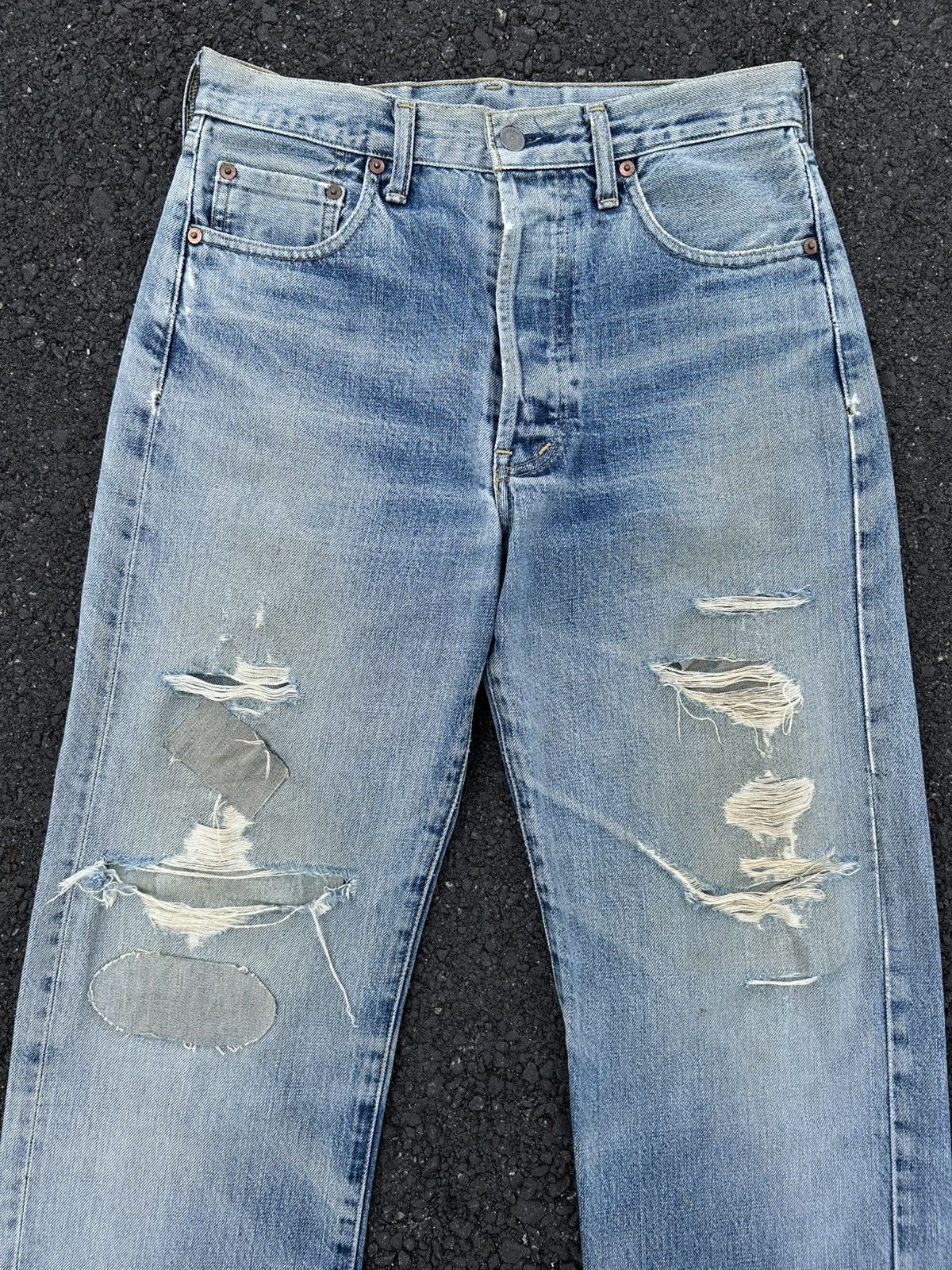 Kapital Thrashed Vintage Levis big E Selvedge Denim Jeans Size US 30 / EU 46 - 5 Thumbnail