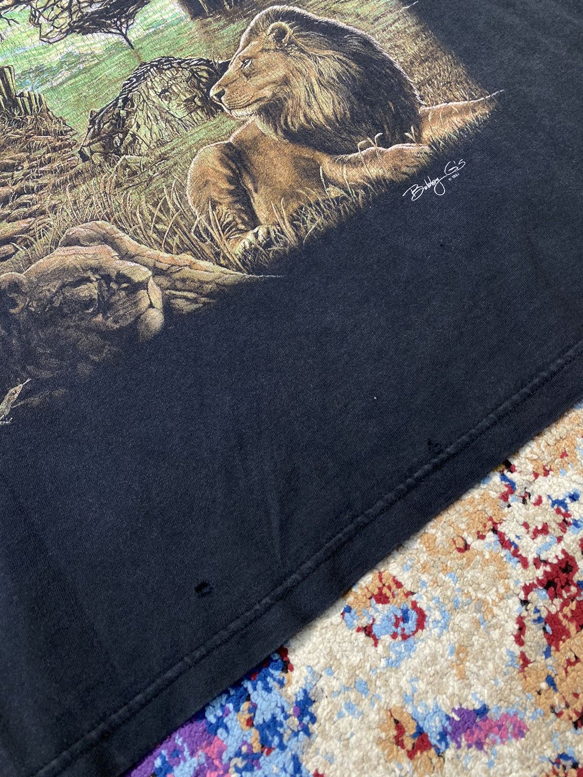 Vintage 1997 Bobby G Lion Savannah Safari Psychedelic T Shirt Size US L / EU 52-54 / 3 - 10 Thumbnail
