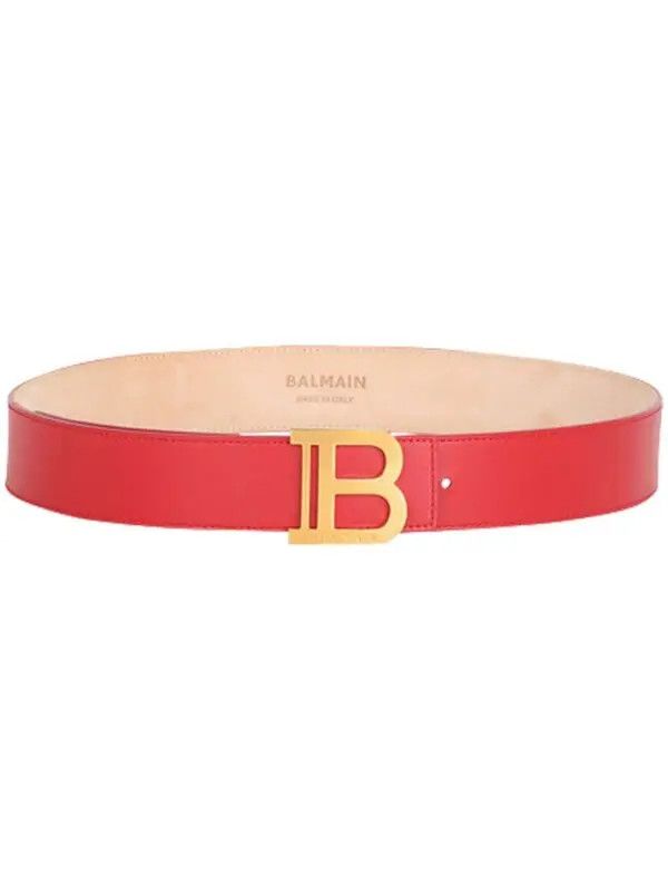 Balmain o1s1wg111225 Size:OS/B-Belt Logo-Buckle Leather Belt in Red Size ONE SIZE - 1 Thumbnail