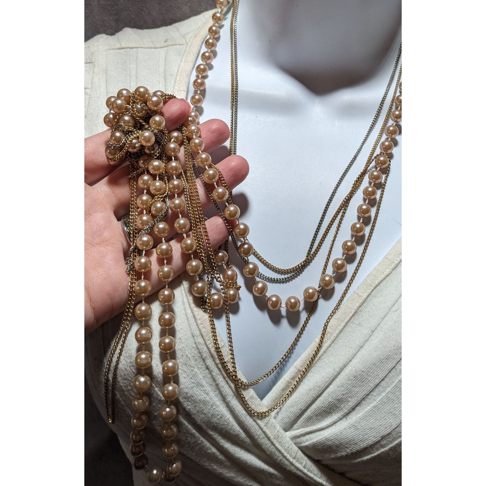 Other Retro Glam Chain Pearl Beaded Necklace Size ONE SIZE - 7 Thumbnail