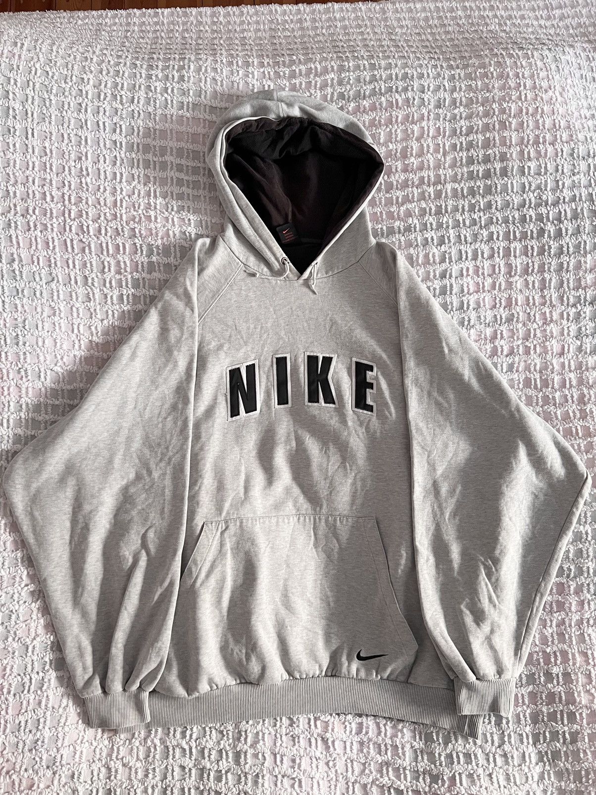 image of 90's Nike Spellout Vintage Grey Hoodie Sweatshirt Oversized, Men's (Size 2XL)