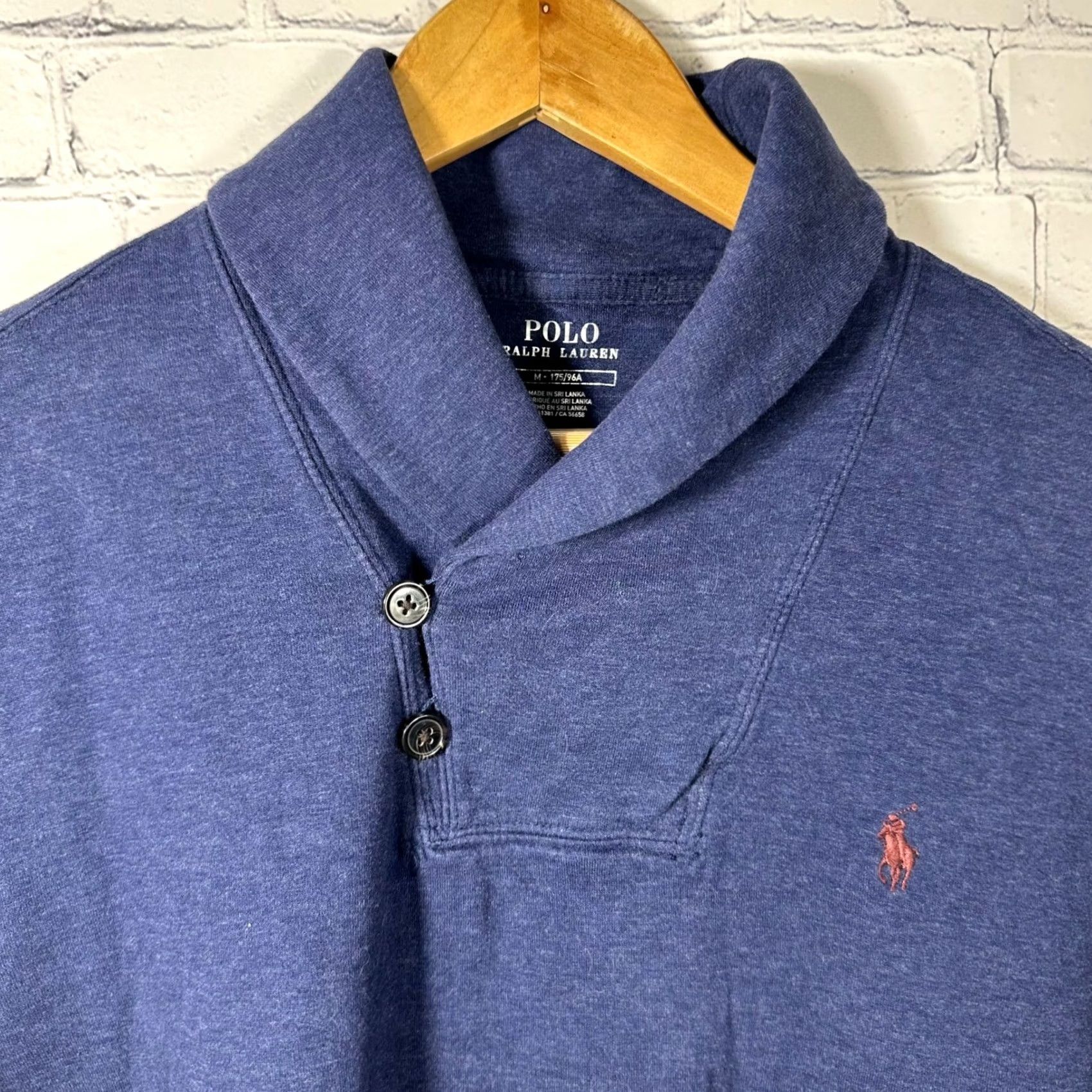 Polo Ralph Lauren Polo Ralph Lauren Mens Shawl Collar Button Pullover Sweatshirt Navy Blue Medium Size US M / EU 48-50 / 2 - 2 Thumbnail