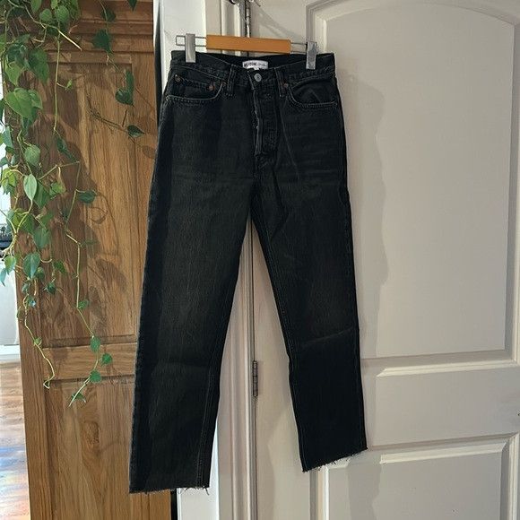 RE/DONE NEW RE/DONE high rise stove pipe straight jeans 27 raw hem Size 27" / US 4 / IT 40 - 2 Thumbnail