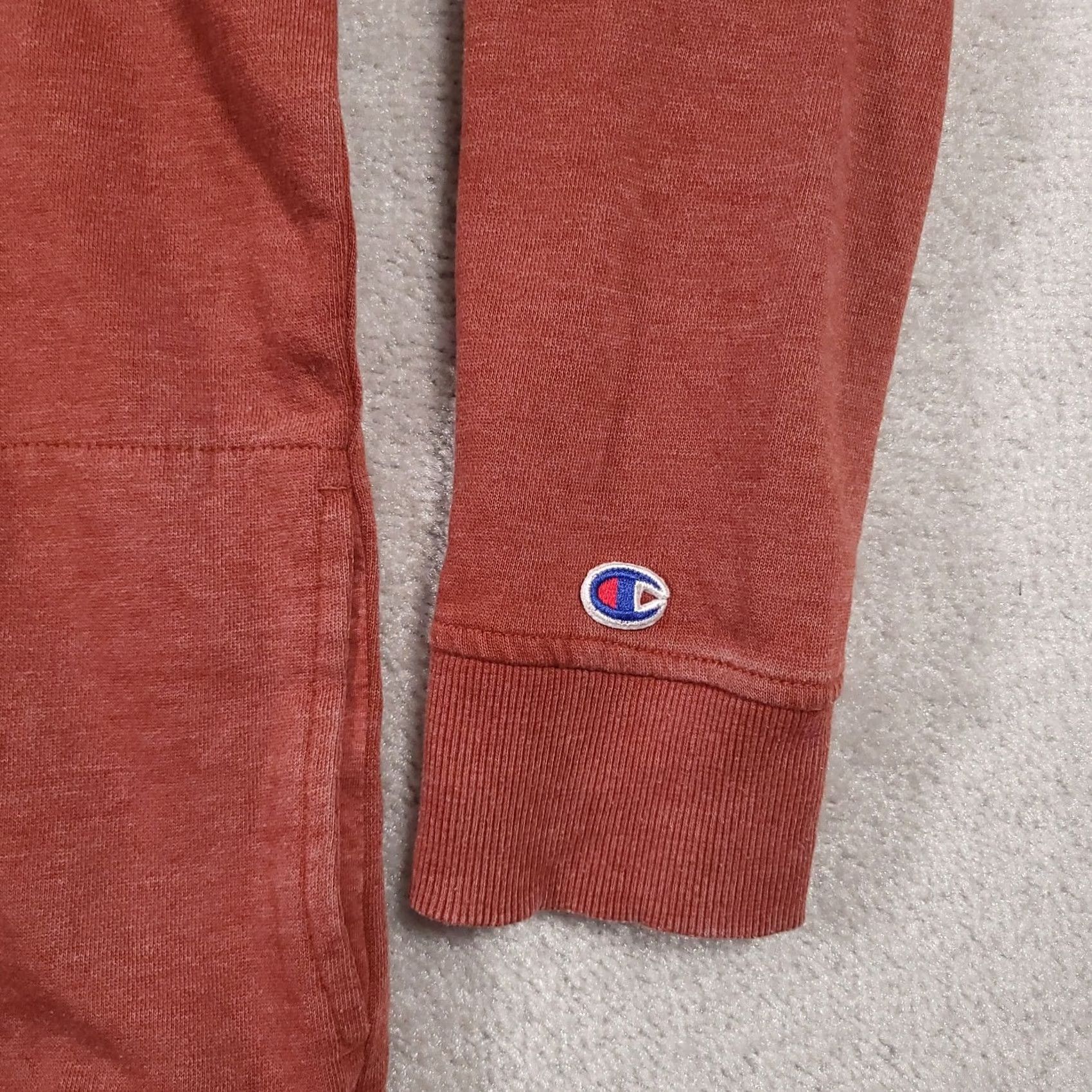 Champion Champion Cropped Hoodie Women's Medium Burnt Orange Embroidered Logo Pullover Easy Care Pockets Hooded Knit Cotton Polyester Fleece Size M / US 6-8 / IT 42-44 - 4 Thumbnail