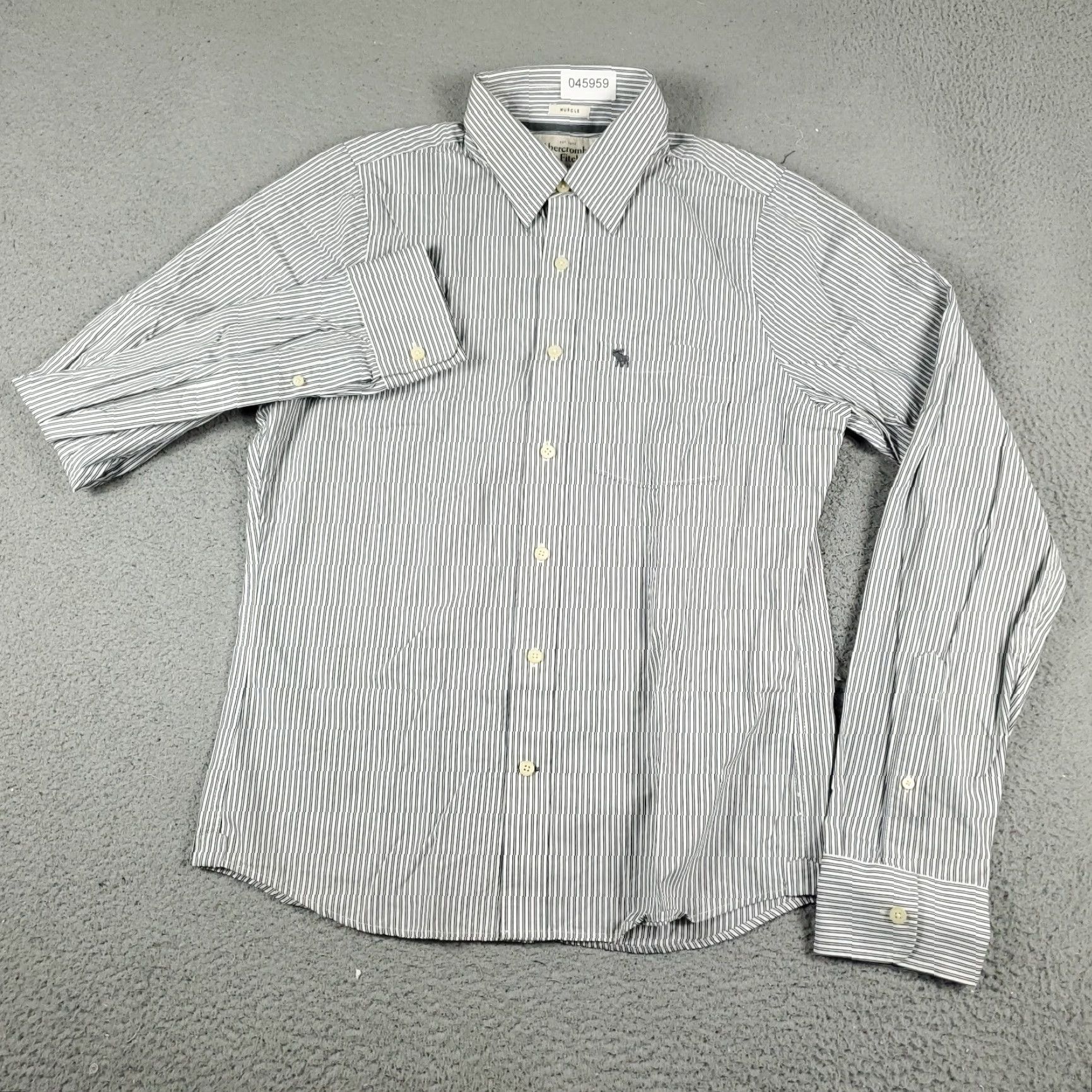 Abercrombie & Fitch Abercrombie & Fitch Button-Up Shirt Mens Large Gray Striped Casual Long Sleeve Size US L / EU 52-54 / 3 - 2 Thumbnail