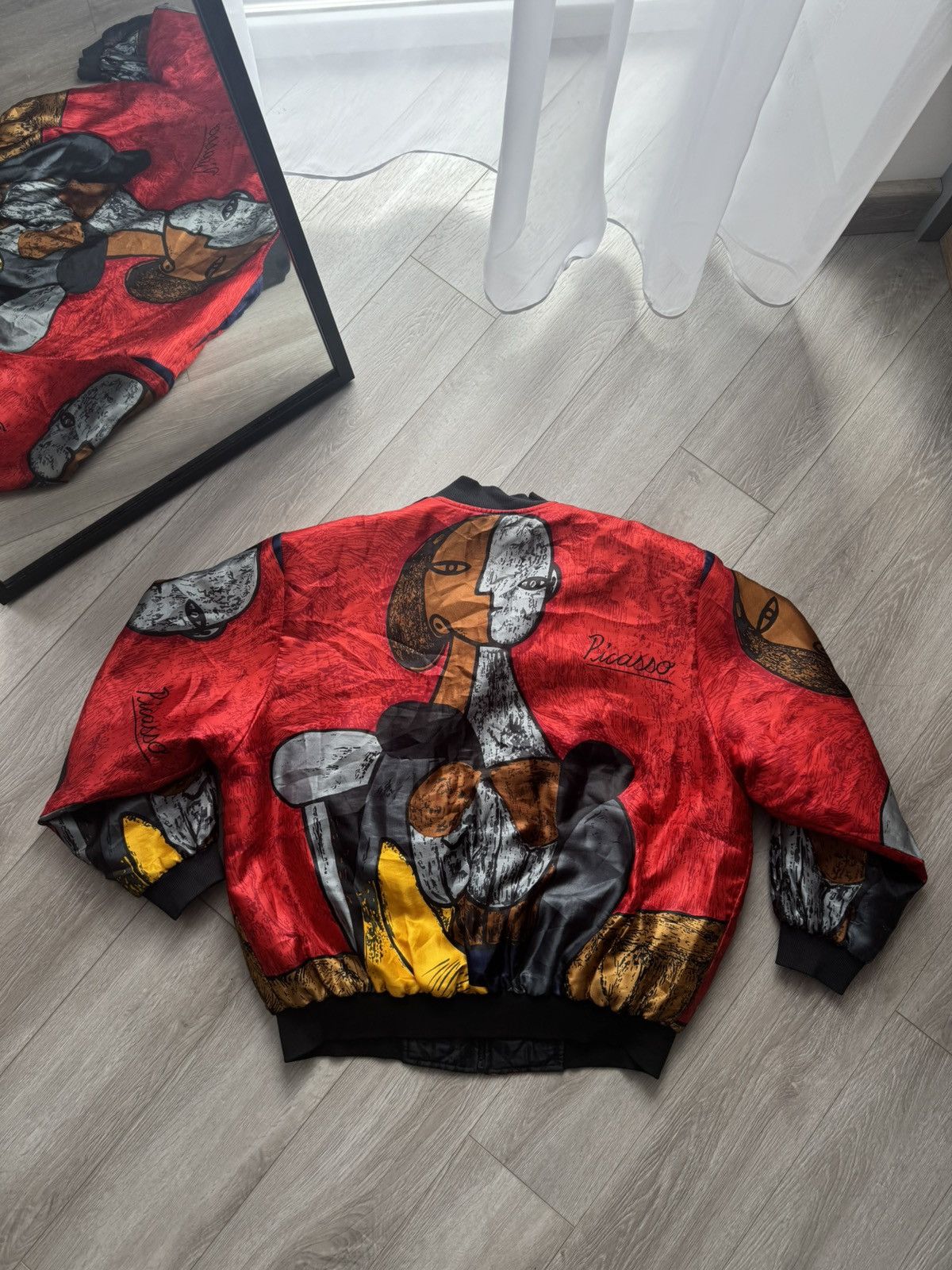 Vintage Picasso Style Art Bomber Jacket by Kavita – Size L – Rare Size US M / EU 48-50 / 2 - 8 Thumbnail