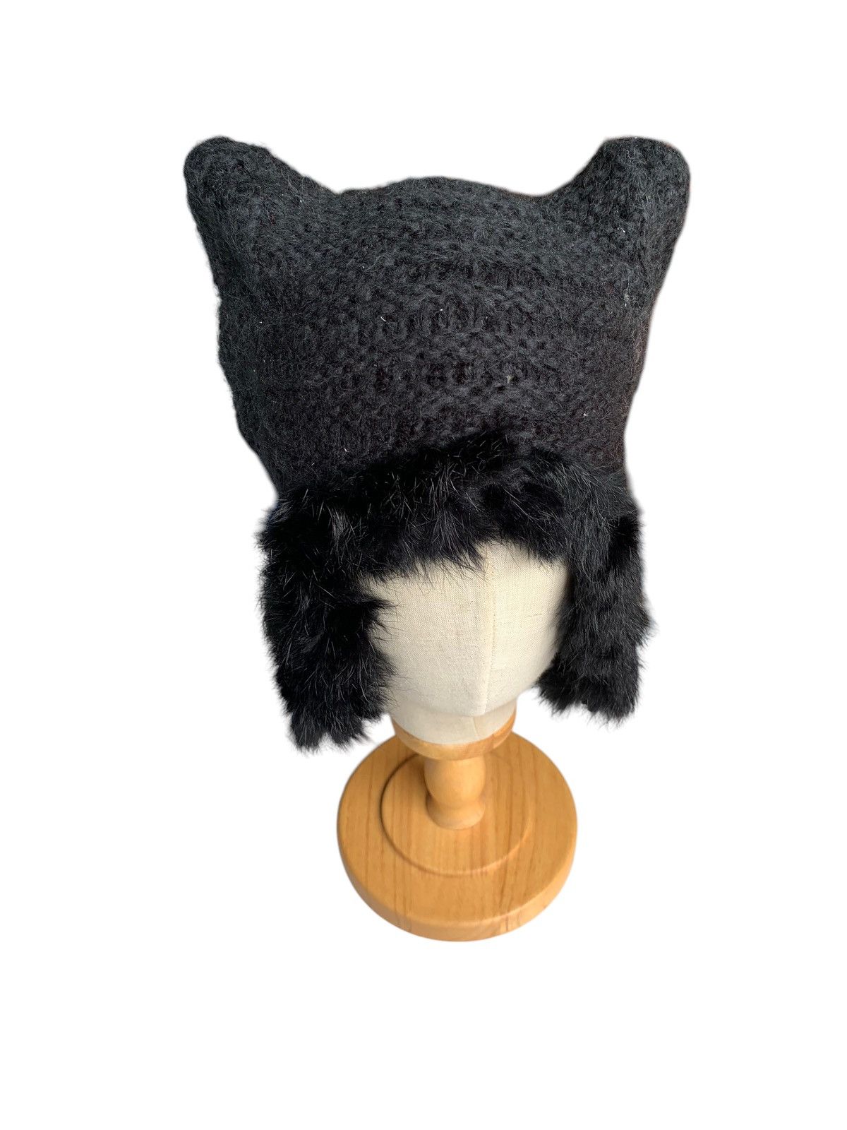 14th Addiction × Vintage Bunny Horn Devil Knitted Crochet Rare Hairy Fur Punk Hat☠️🎌 Size ONE SIZE - 5 Thumbnail