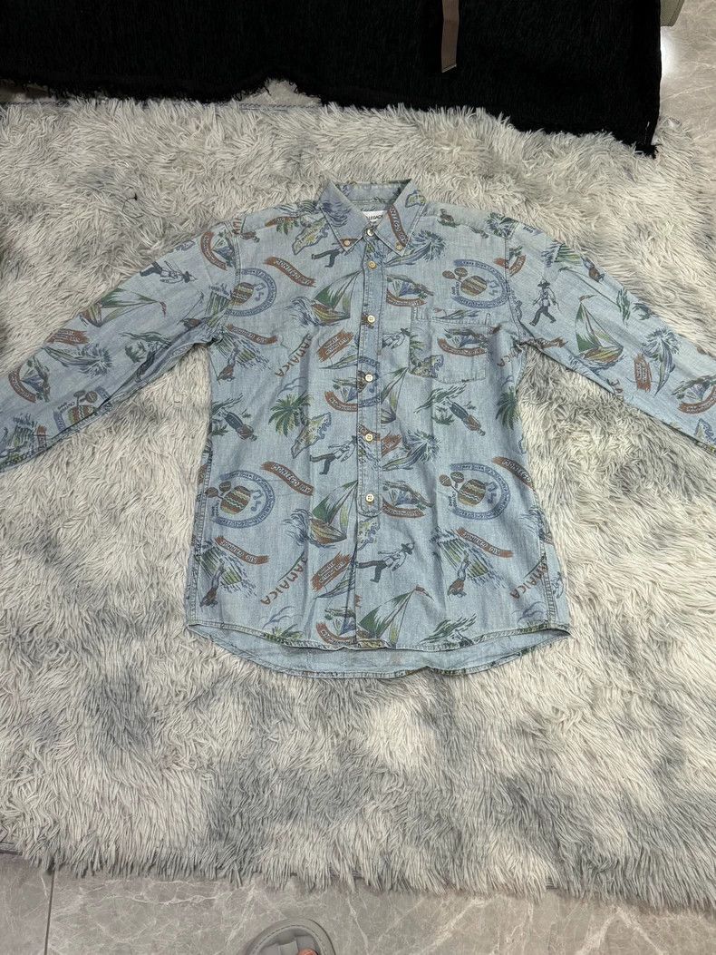 our legacy size 46 Hawaiian full-print denim shirt 2502-Nex