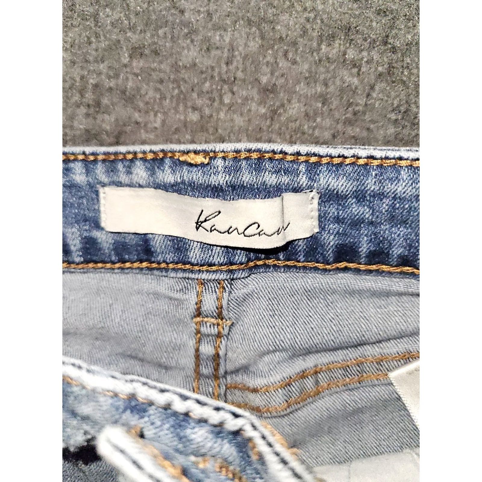 Vintage Kancan Skinny Jeans Juniors 23 Low Rise Blue Stretch Distressed Preppy Casual Denim Womens Size 40" / US 18 - 2 Thumbnail
