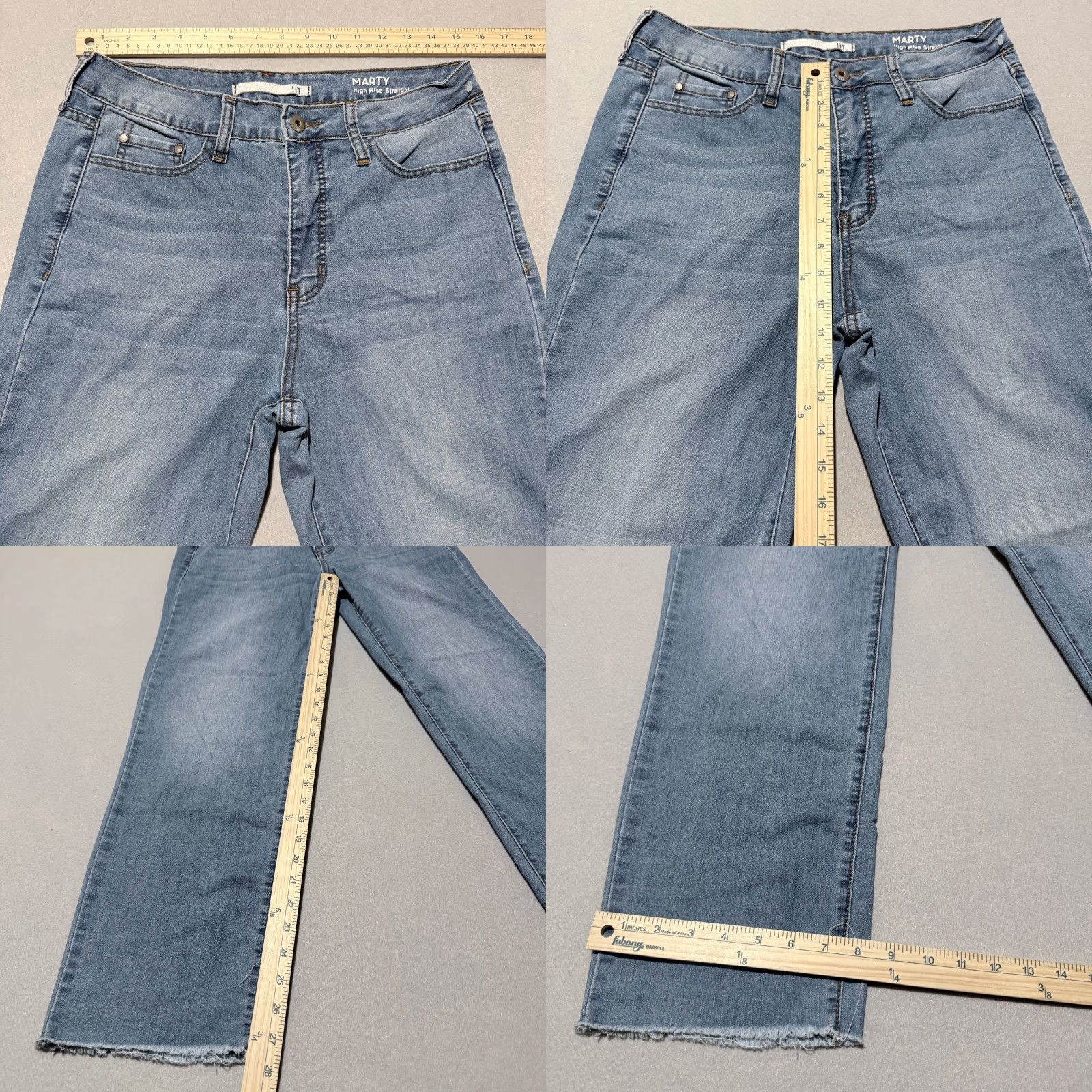 Denime !iT. Marty High-Rise Straight Jeans Women's Blue Denim Zip-Fly Frayed - 6 Size 28" / US 6 / IT 42 - 9 Thumbnail