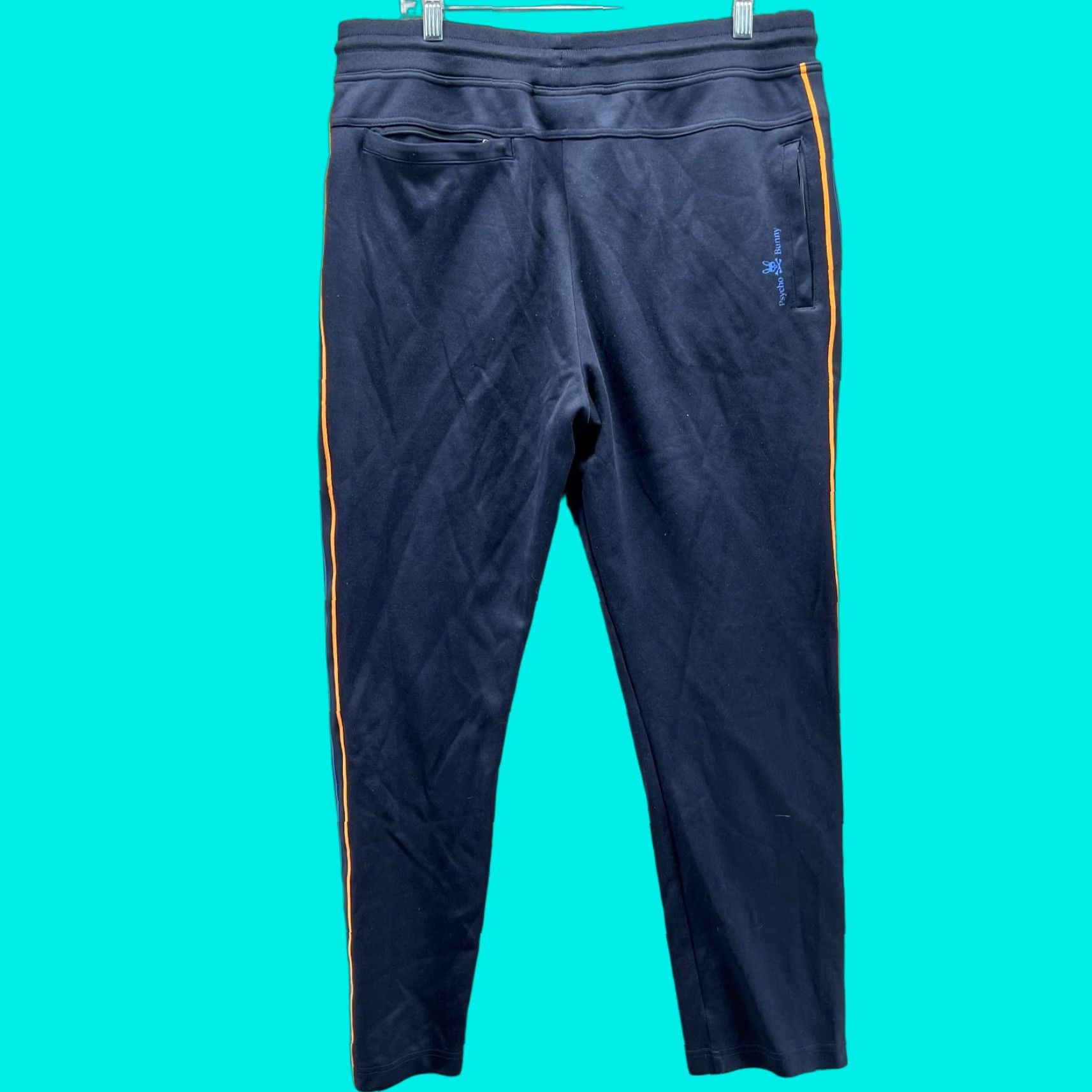 Psycho Bunny Psycho Bunny Pants Mens Large Navy Cotton Blend Joggers Sweatpants Logo Stripes Size US 33 - 1 Thumbnail
