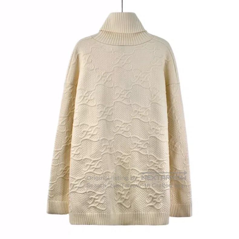 Fendi Fendi Off-white logo embossed high-neck wool knit sweater Size M / US 6-8 / IT 42-44 - 2 Thumbnail