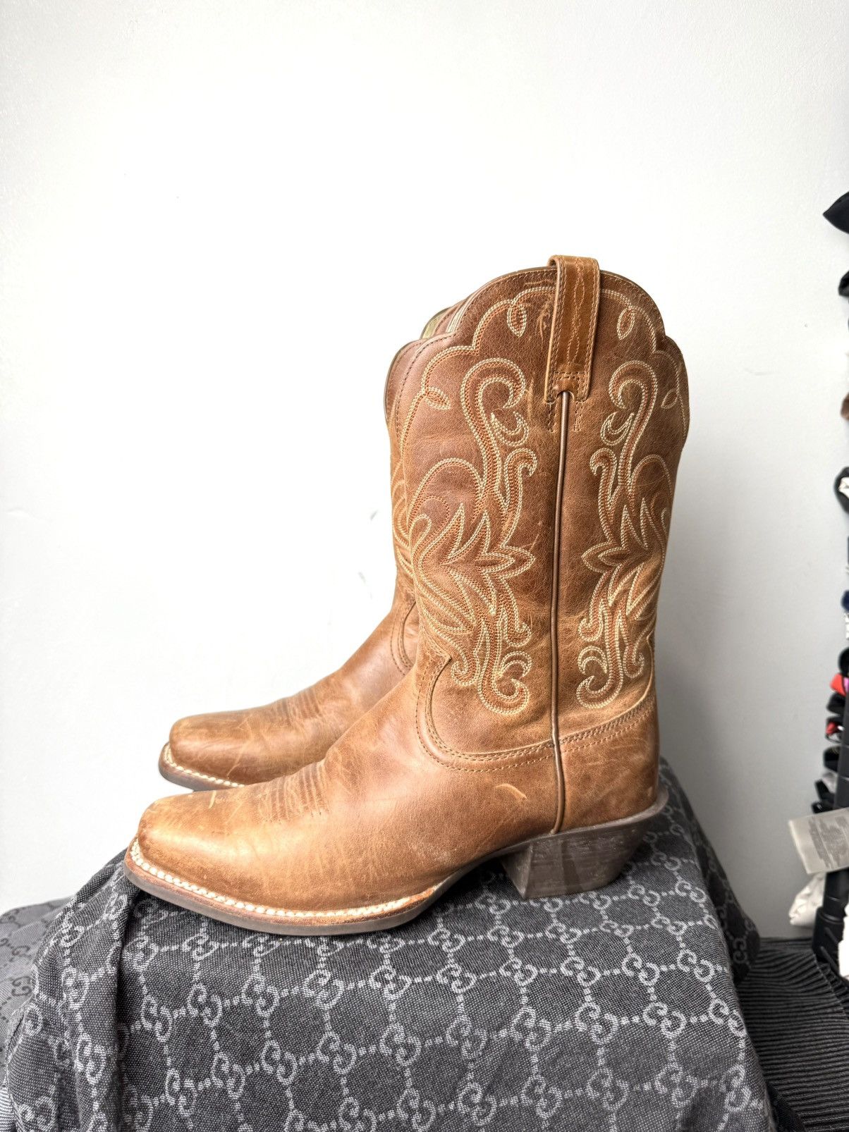 Cowboy Equipment 💥Rare! Vintage Ariat Western Leather Cowboy Boots Size US 8 / EU 41 - 2 Thumbnail