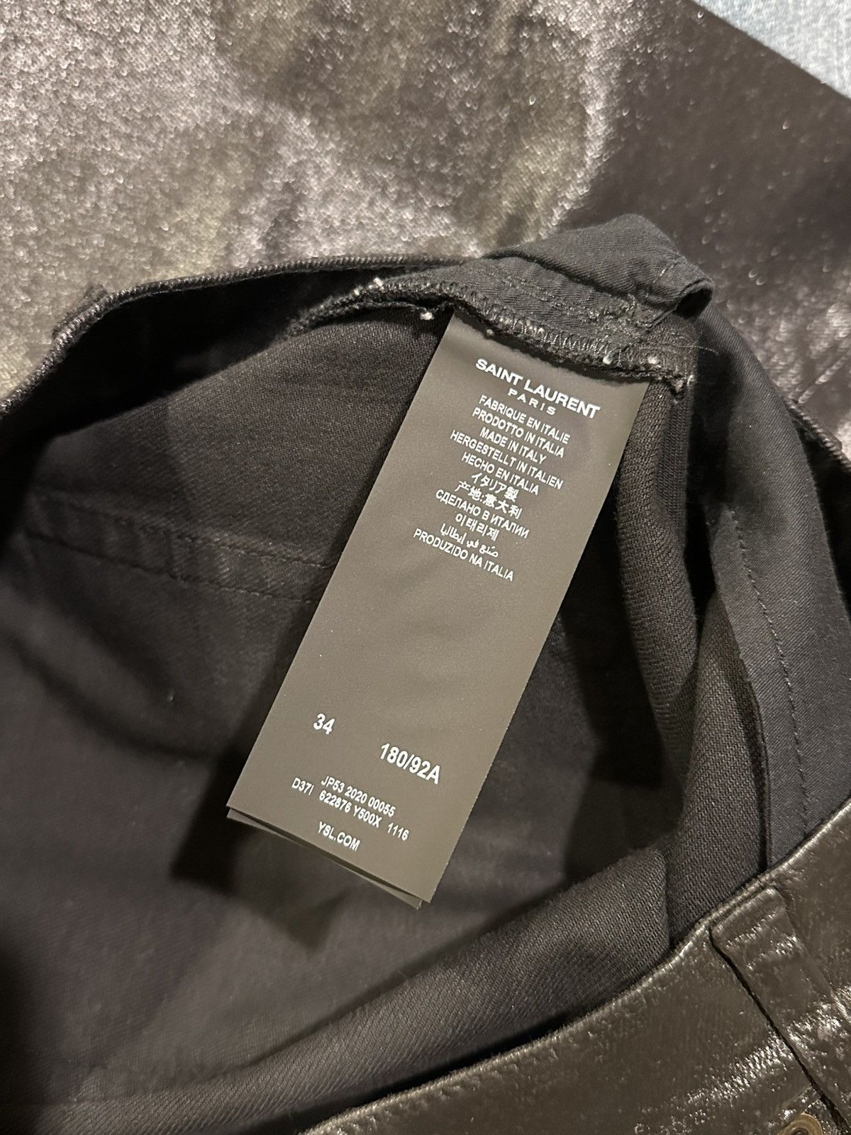 Saint Laurent Paris Saint Laurent Paris 2020 D24 Oil Coated Black Denim Size US 34 / EU 50 - 10 Thumbnail
