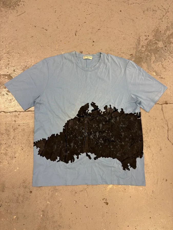 Balenciaga SS2015 Balenciaga Light Blue Ink Splatter T-Shirt Size US M / EU 48-50 / 2 - 1 Thumbnail