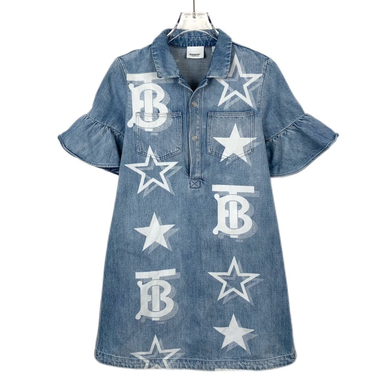 Burberry Burberry Blue Patterned Cotton Denim Dress (Size 12Y) Size XXS / US 00 / IT 34 - 1 Thumbnail