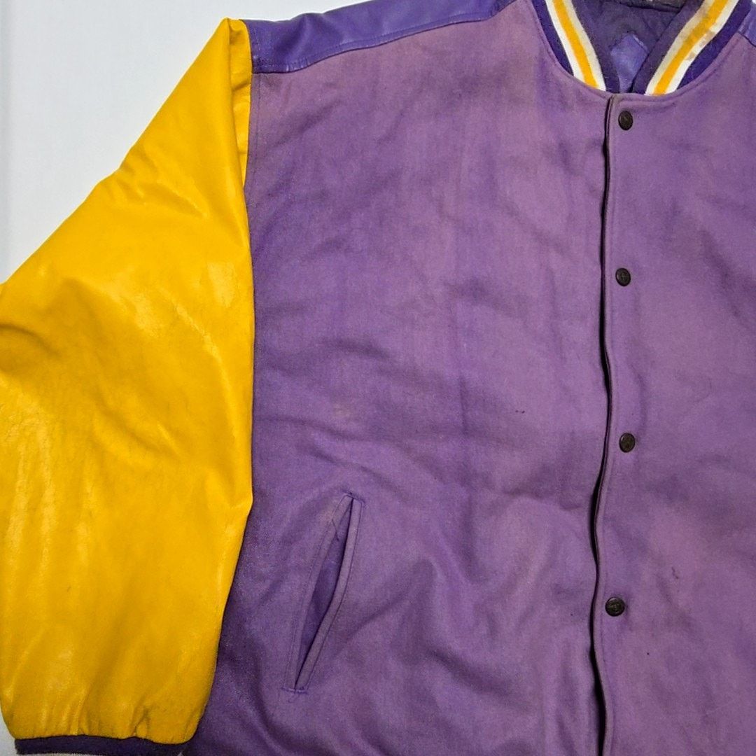 Steve And Barrys Vintage LSU Tigers Purple Yellow Varsity Jacket 90s XL Size US XL / EU 56 / 4 - 16 Thumbnail