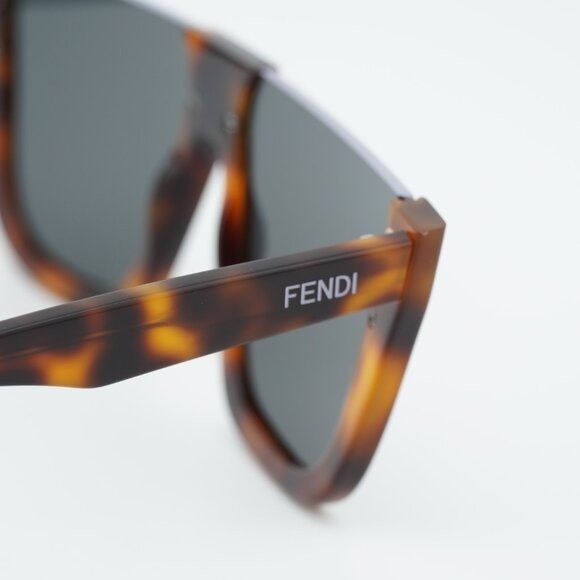 Fendi Fendi FE40136I 53A Sunglasses Havana Shield Frame, Grey Lens Size ONE SIZE - 11 Thumbnail