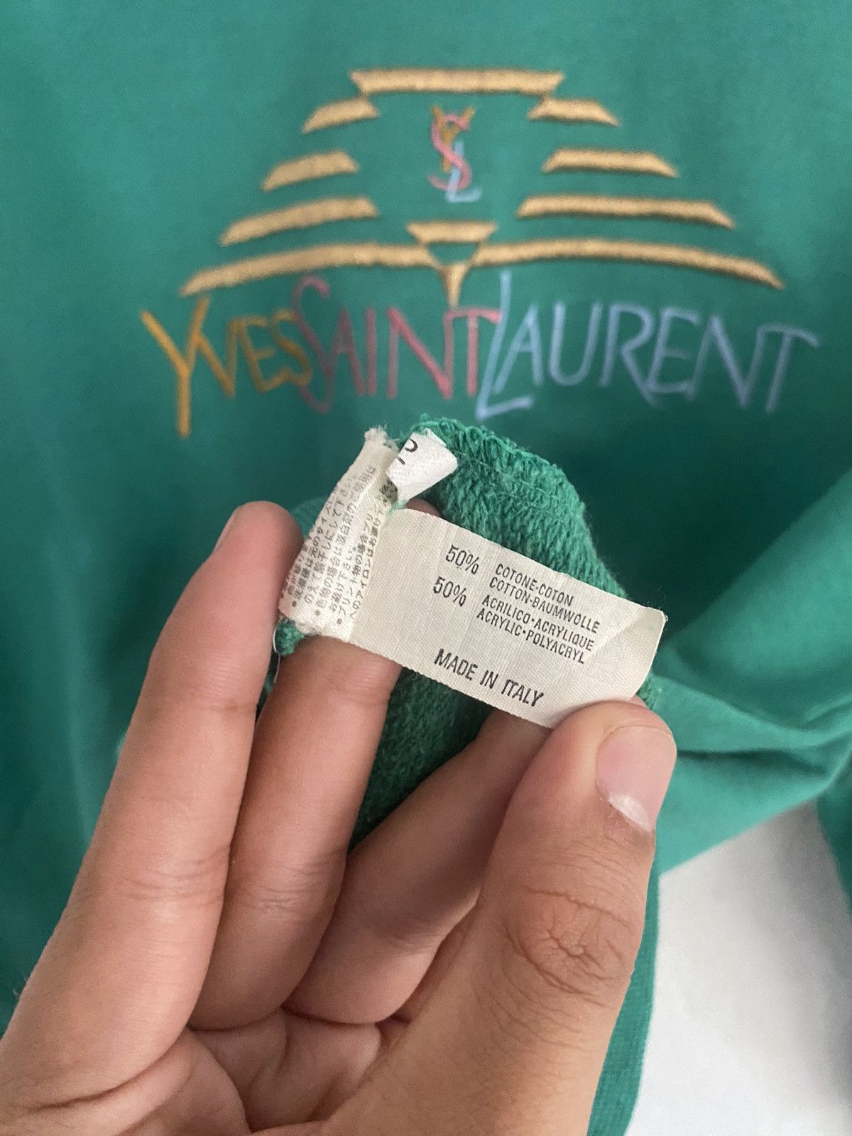 Yves Saint Laurent Vintage Yves Saint Laurent Embroidered Green Sweater Size US S / EU 44-46 / 1 - 5 Thumbnail