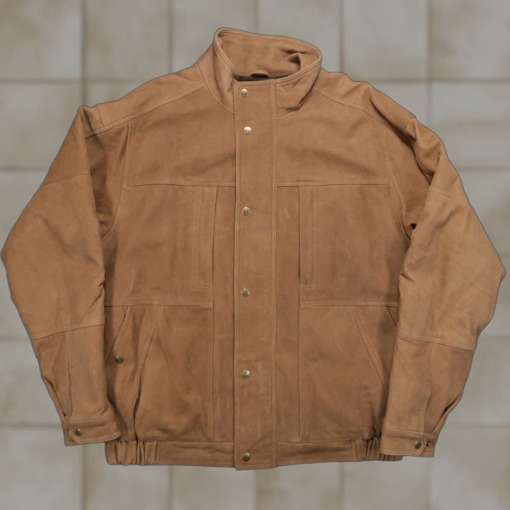 Territory Ahead Jacket Mens Extra Large Brown Leather Lined Full Zip Suede XL