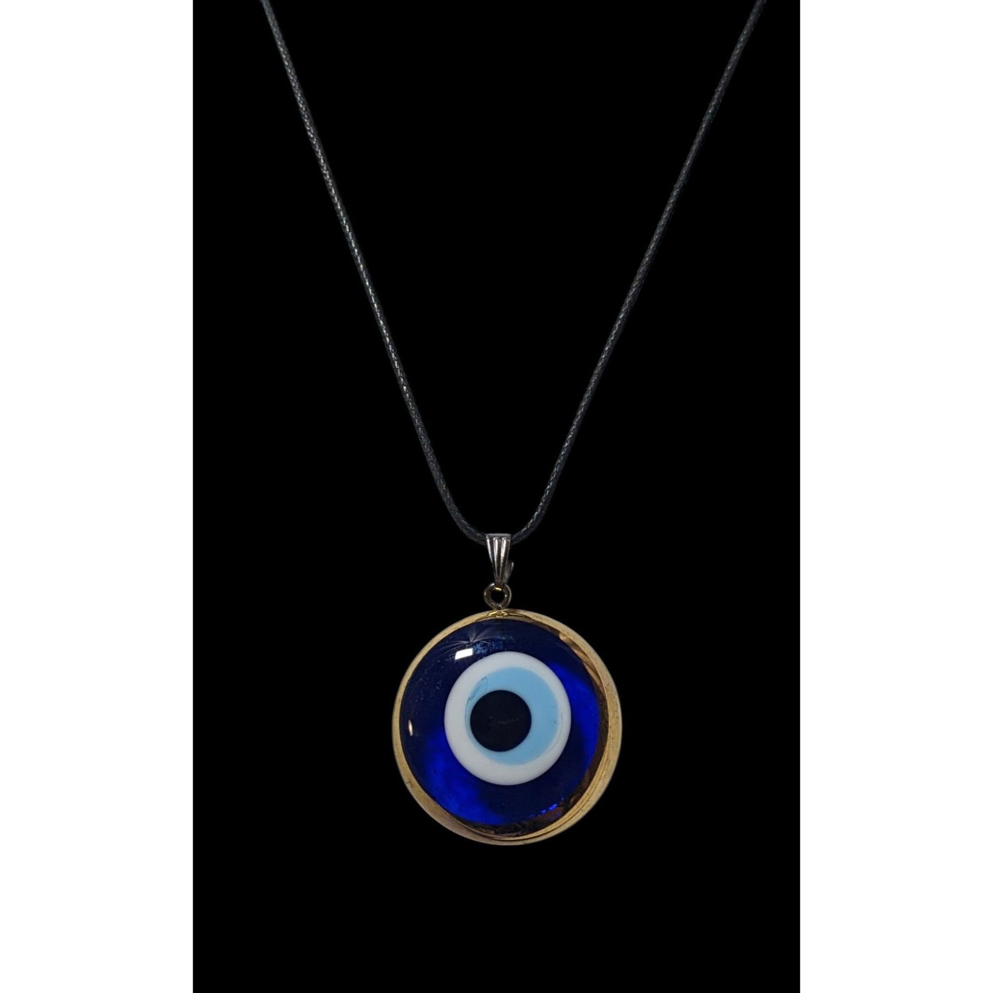 Other Glass Evil Eye Blue And Gold Pendant Necklace Size ONE SIZE - 2 Thumbnail