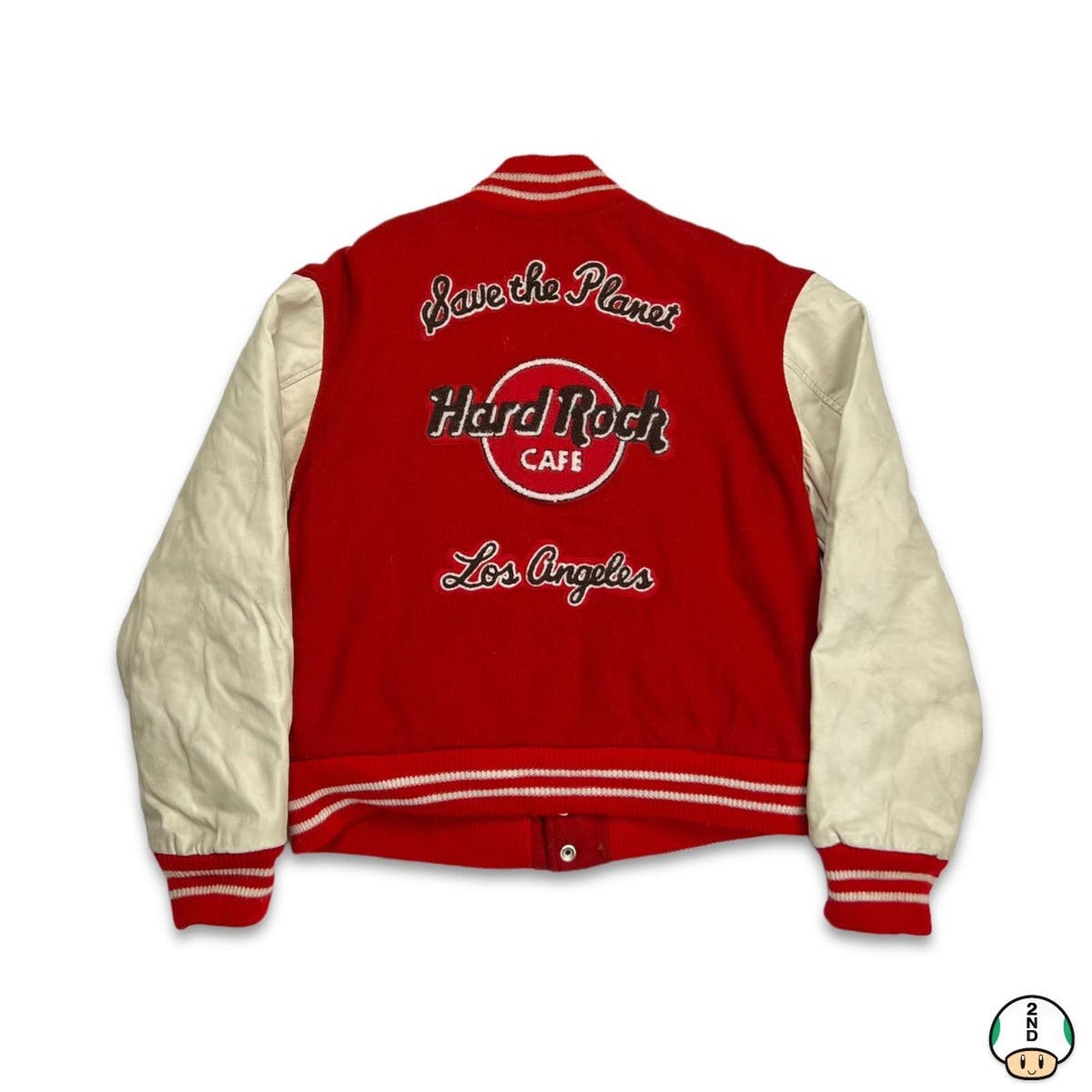 Image of Archival Clothing x Hard Rock Cafe Vintage 90's Hard Rock Cafe Varsity Jacket - Mens Small Red