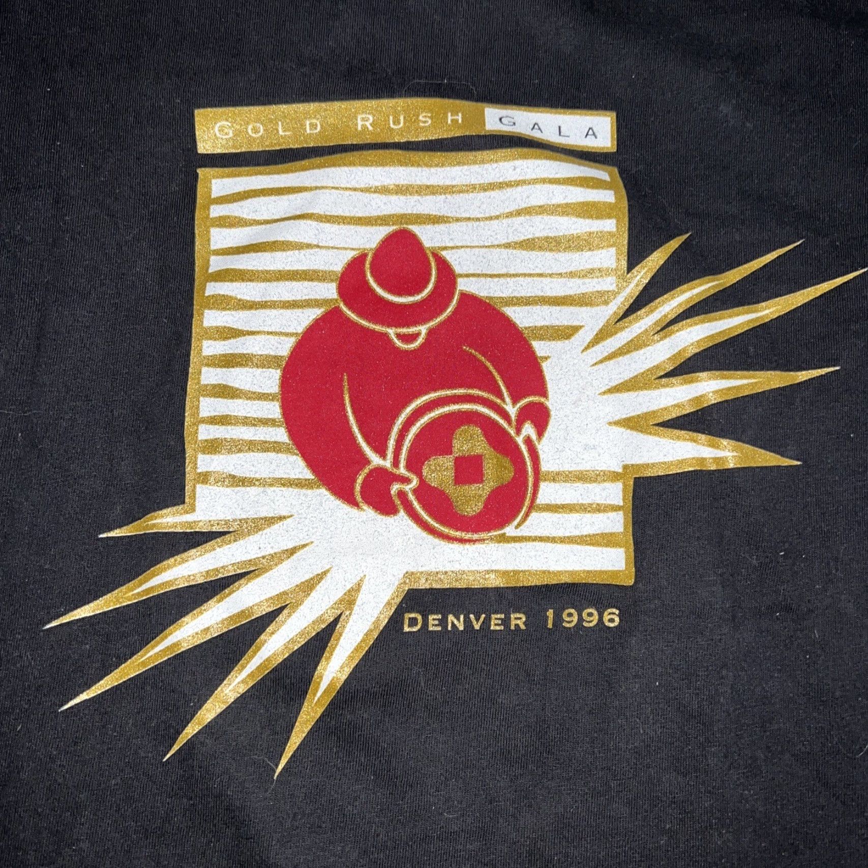 Hanes VINTAGE Hanes T-Shirt Black Gold Rush Gala Denver 1996 Stitch Mens L Metal Size US L / EU 52-54 / 3 - 2 Thumbnail